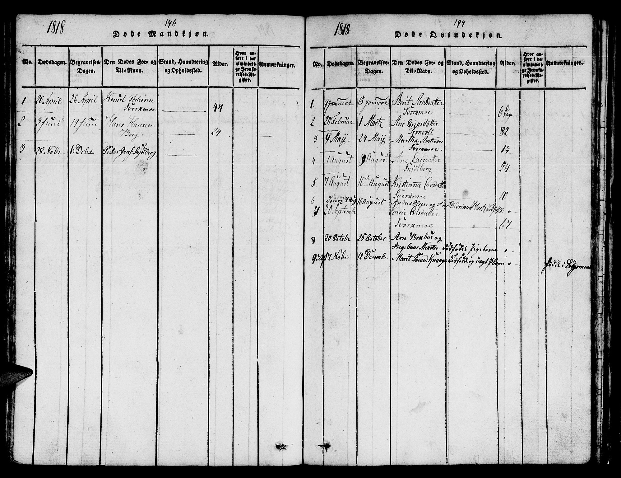 Ministerialprotokoller, klokkerbøker og fødselsregistre - Sør-Trøndelag, SAT/A-1456/671/L0842: Parish register (copy) no. 671C01, 1816-1867, p. 196-197