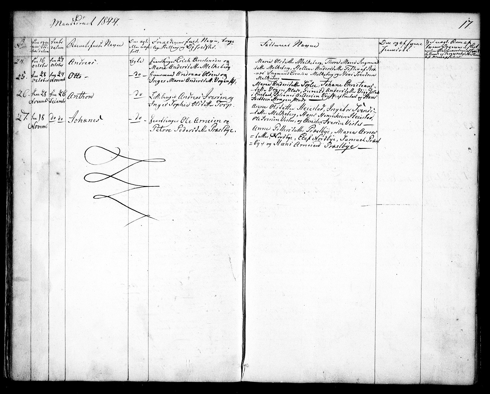 Spydeberg prestekontor Kirkebøker, AV/SAO-A-10924/F/Fa/L0005: Parish register (official) no. I 5, 1842-1862, p. 17