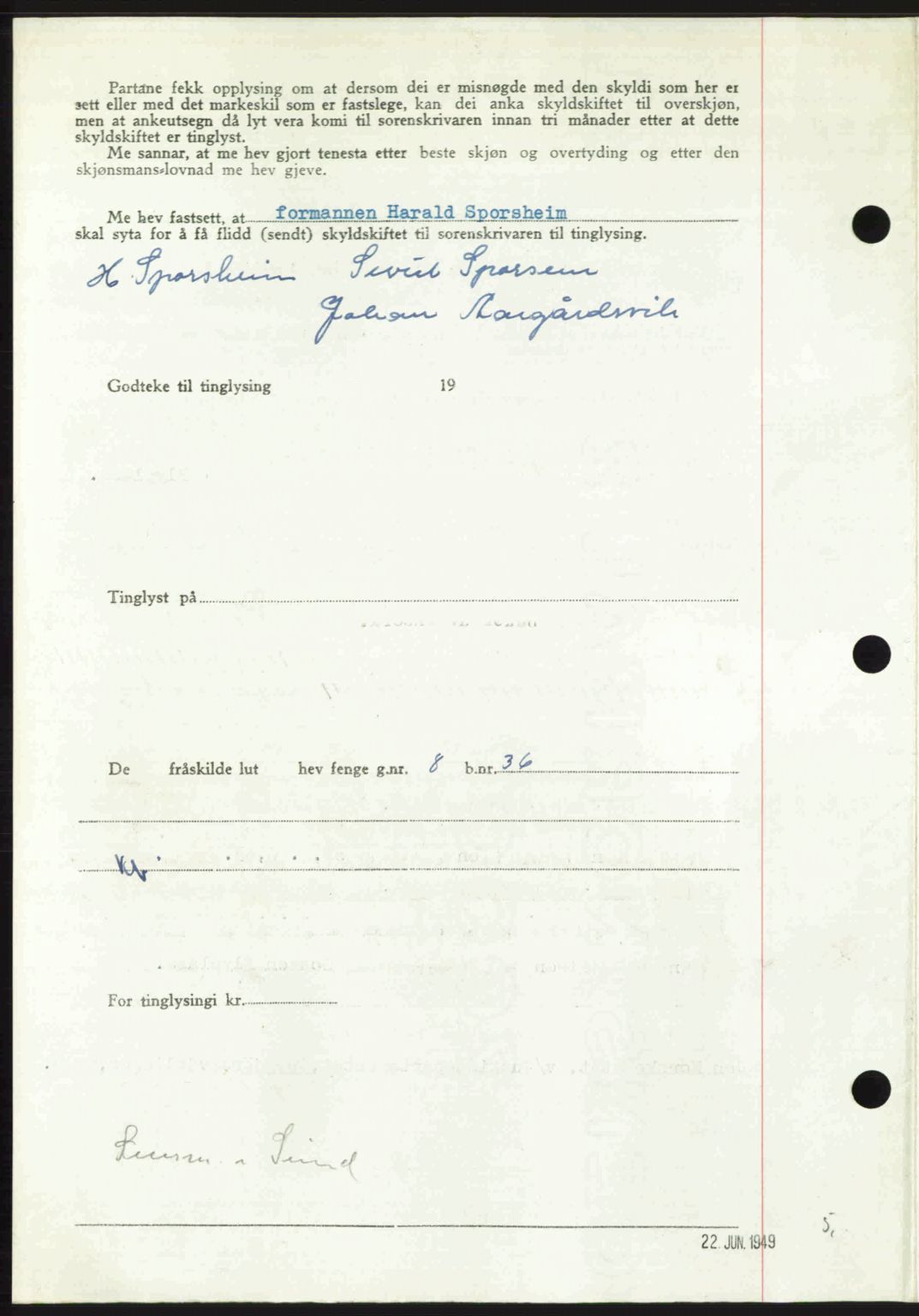 Romsdal sorenskriveri, AV/SAT-A-4149/1/2/2C: Mortgage book no. A30, 1949-1949, Diary no: : 1758/1949