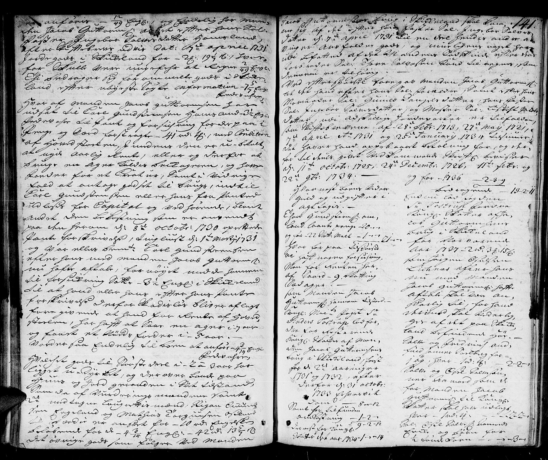 Lister sorenskriveri, AV/SAK-1221-0003/H/Hc/L0025: Skifteprotokoll nr 25 med register, 1737-1739, p. 140b-141a