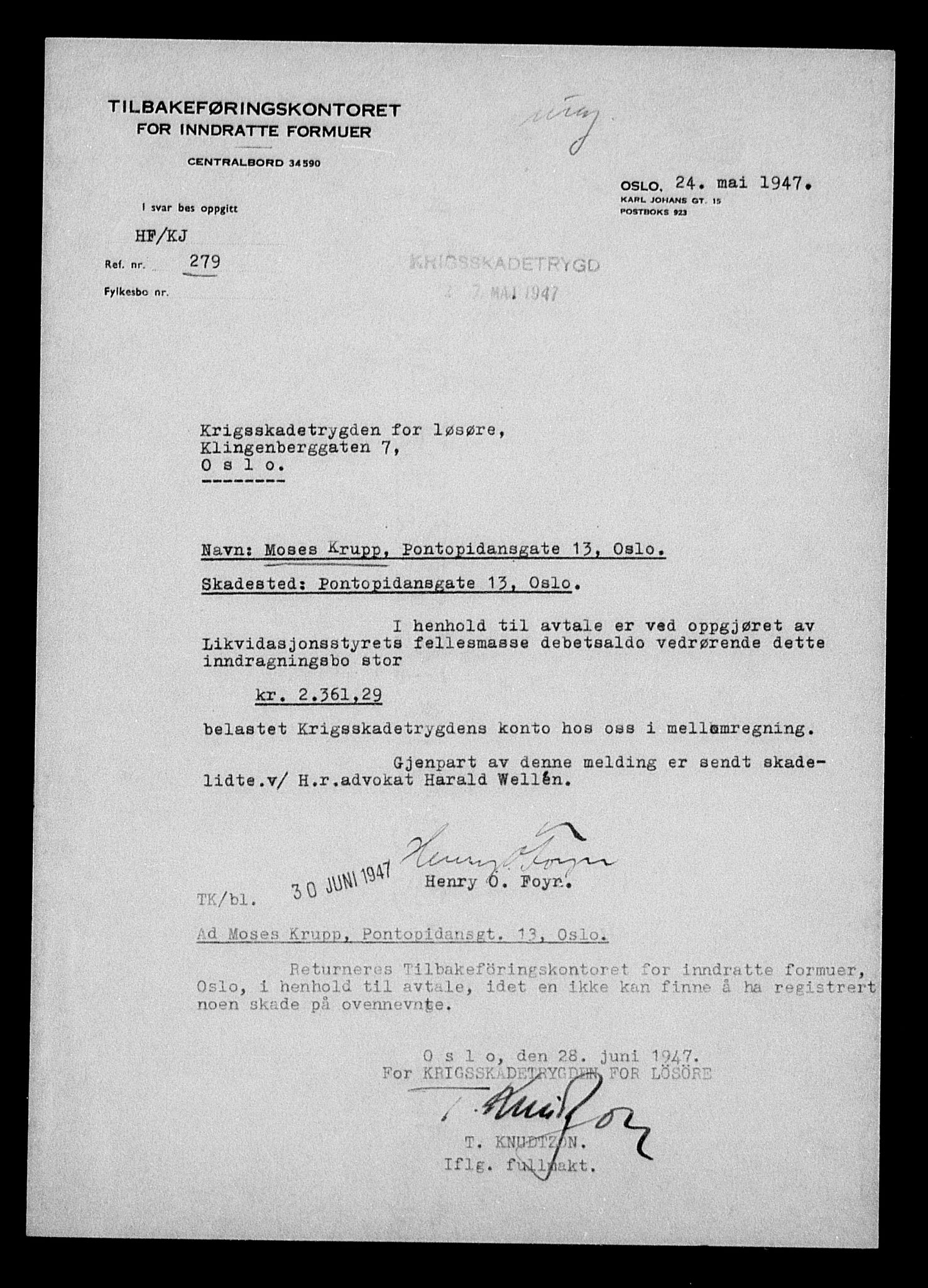 Justisdepartementet, Tilbakeføringskontoret for inndratte formuer, AV/RA-S-1564/H/Hc/Hcc/L0953: --, 1945-1947, p. 581