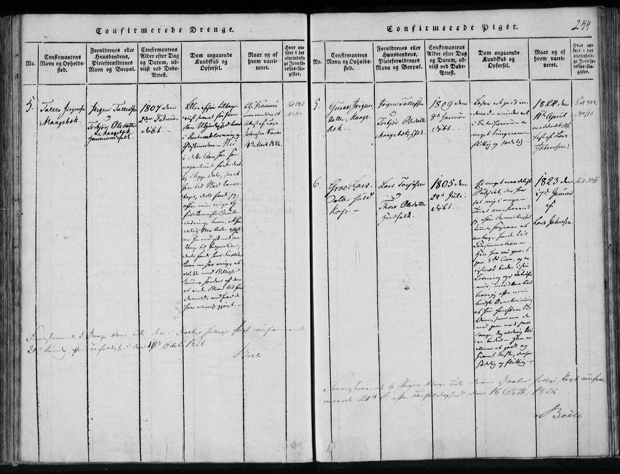 Lårdal kirkebøker, SAKO/A-284/F/Fa/L0005: Parish register (official) no. I 5, 1815-1860, p. 244