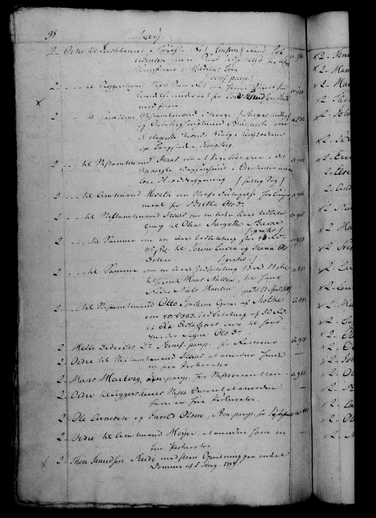 Danske Kanselli 1800-1814, RA/EA-3024/H/Hf/Hfb/Hfbc/L0001: Underskrivelsesbok m. register, 1800, p. 38