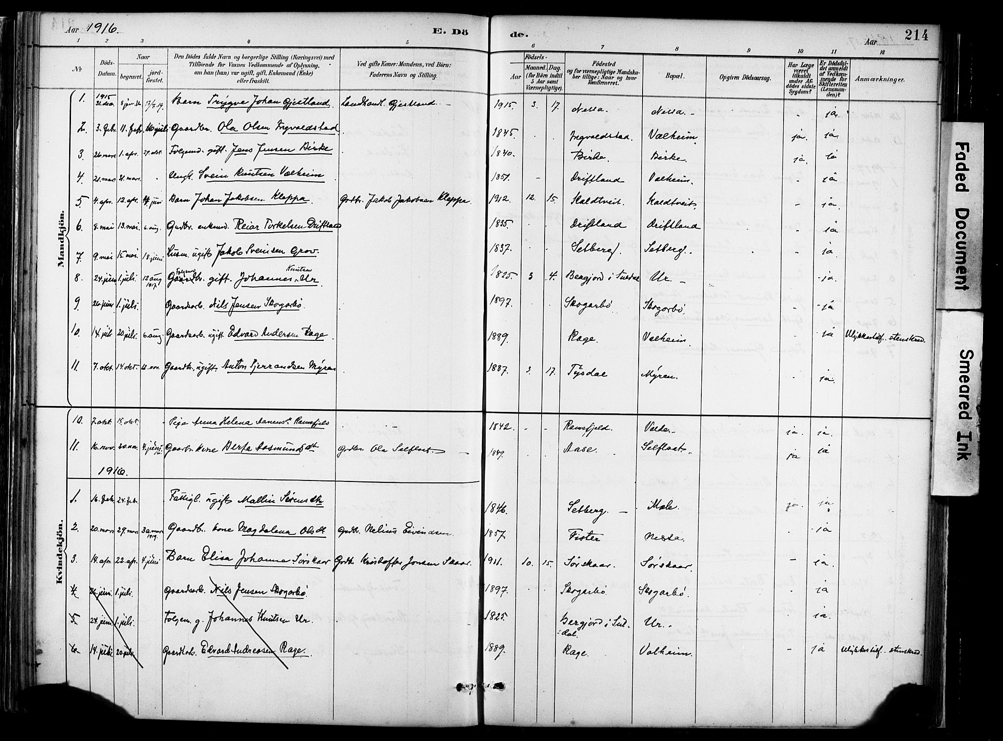 Hjelmeland sokneprestkontor, AV/SAST-A-101843/02/A/L0001: Parish register (official) no. A 16, 1887-1926, p. 214