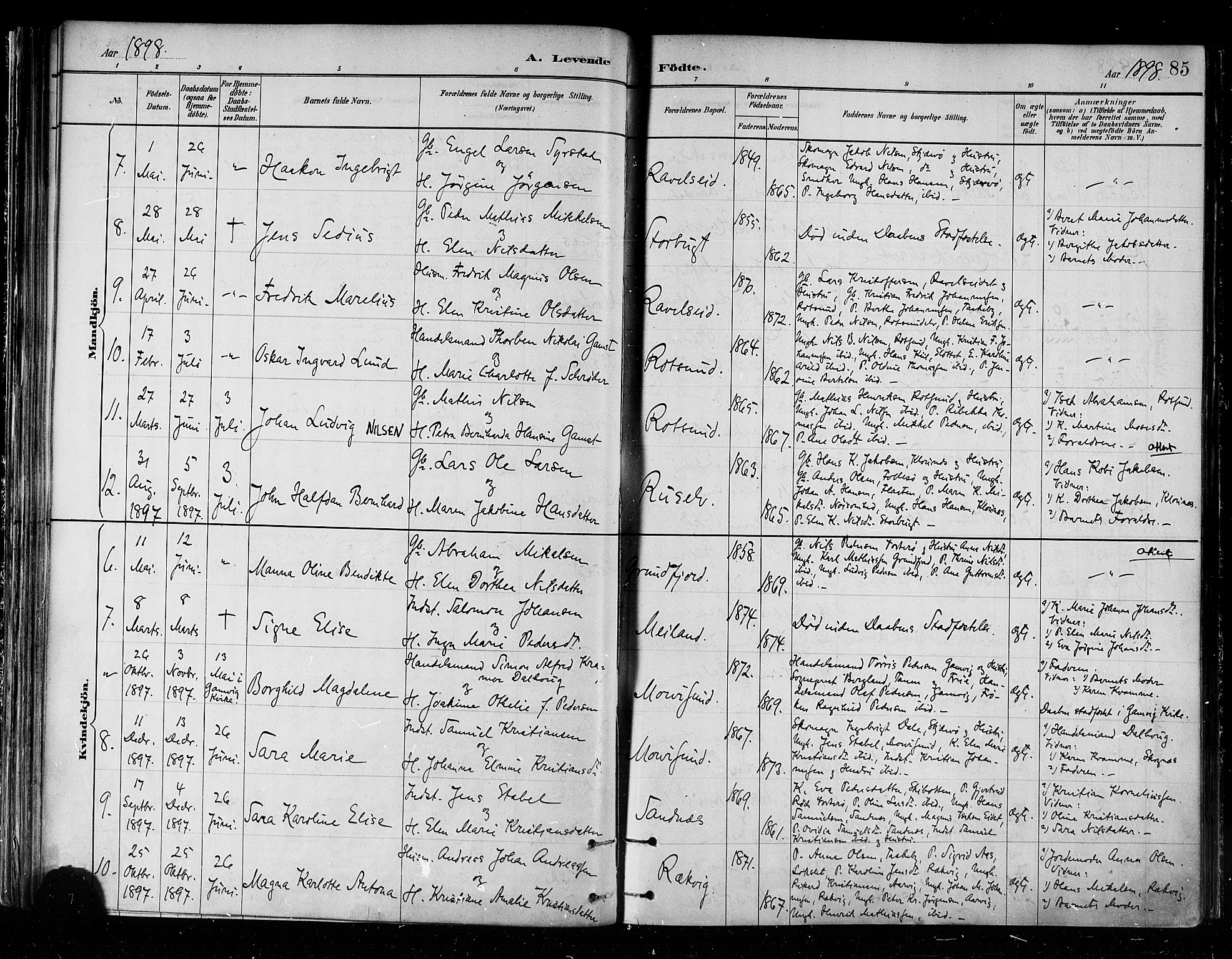 Skjervøy sokneprestkontor, AV/SATØ-S-1300/H/Ha/Haa/L0010kirke: Parish register (official) no. 10, 1887-1898, p. 85