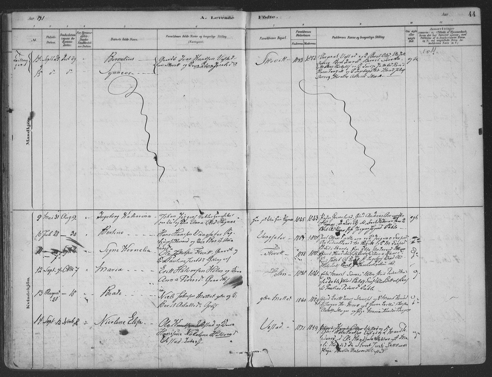 Ministerialprotokoller, klokkerbøker og fødselsregistre - Møre og Romsdal, SAT/A-1454/547/L0604: Parish register (official) no. 547A06, 1878-1906, p. 44