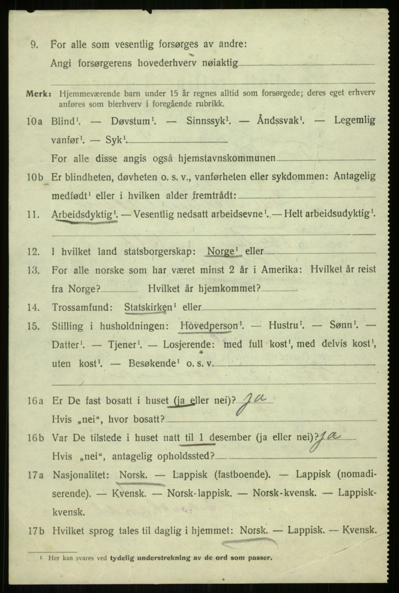 SATØ, 1920 census for Torsken, 1920, p. 2380