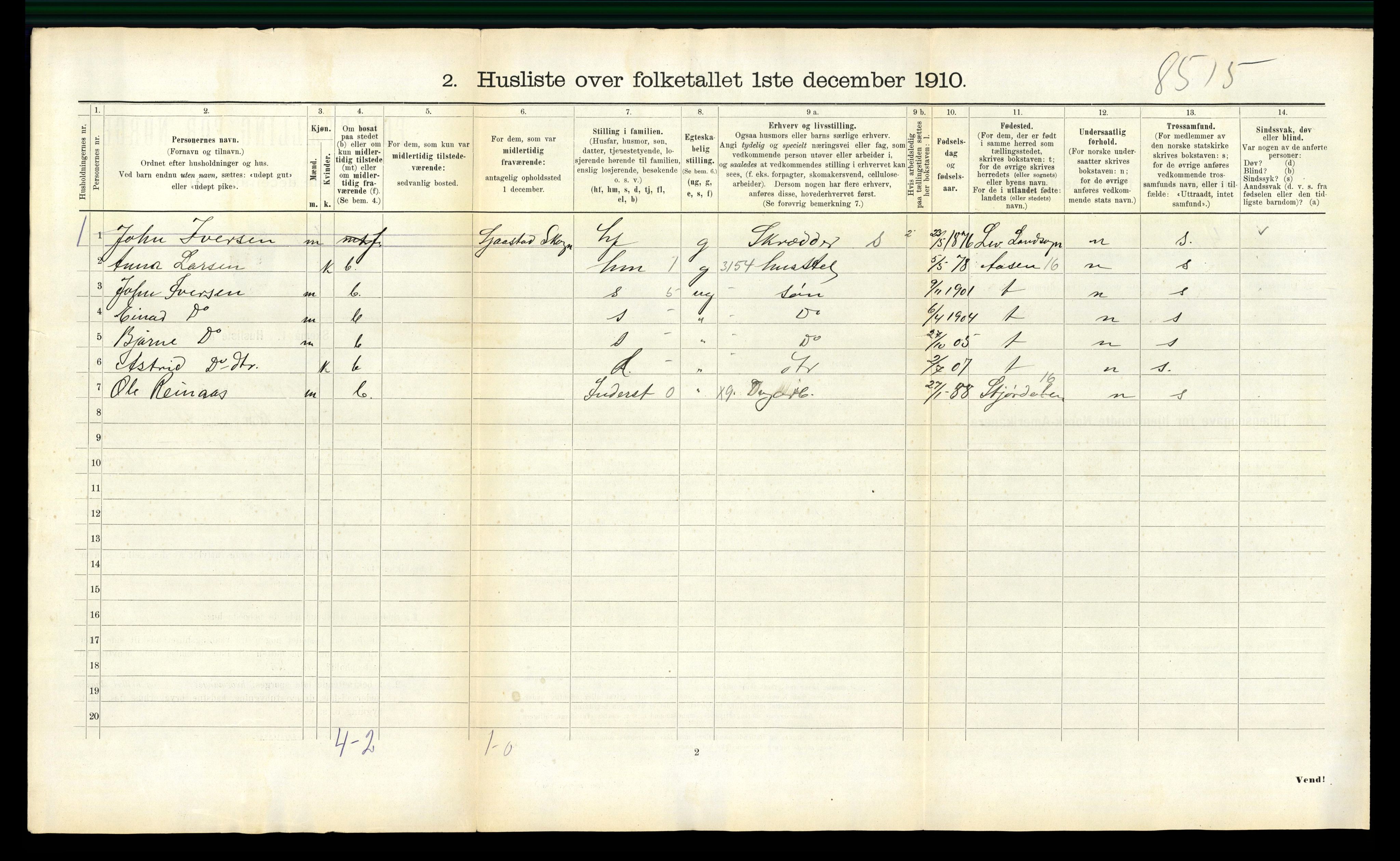 RA, 1910 census for Skogn, 1910, p. 757