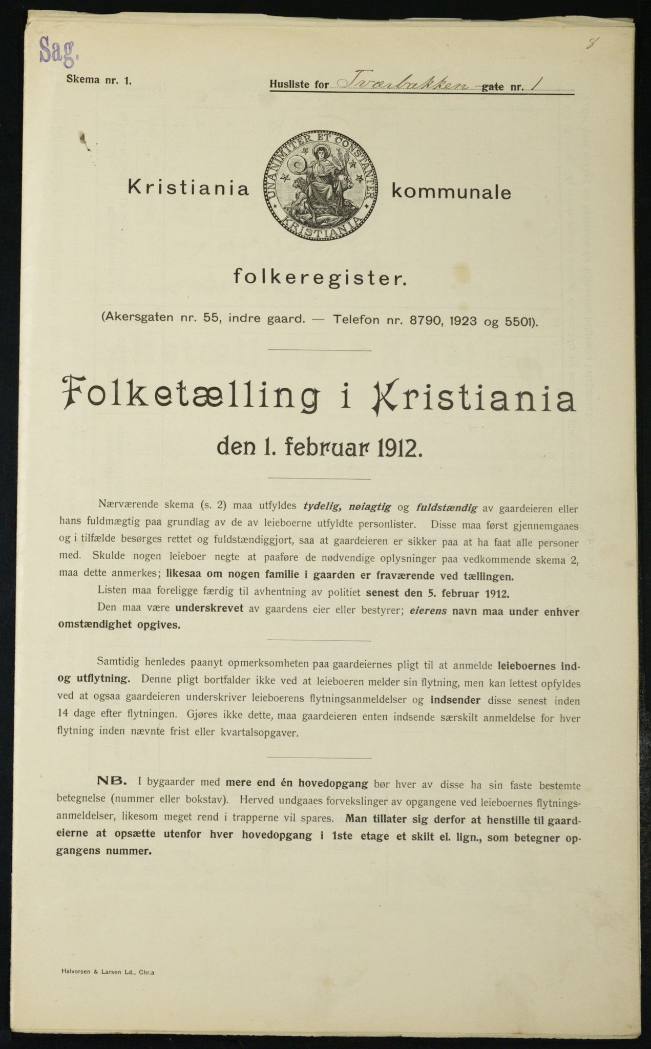 OBA, Municipal Census 1912 for Kristiania, 1912, p. 117406