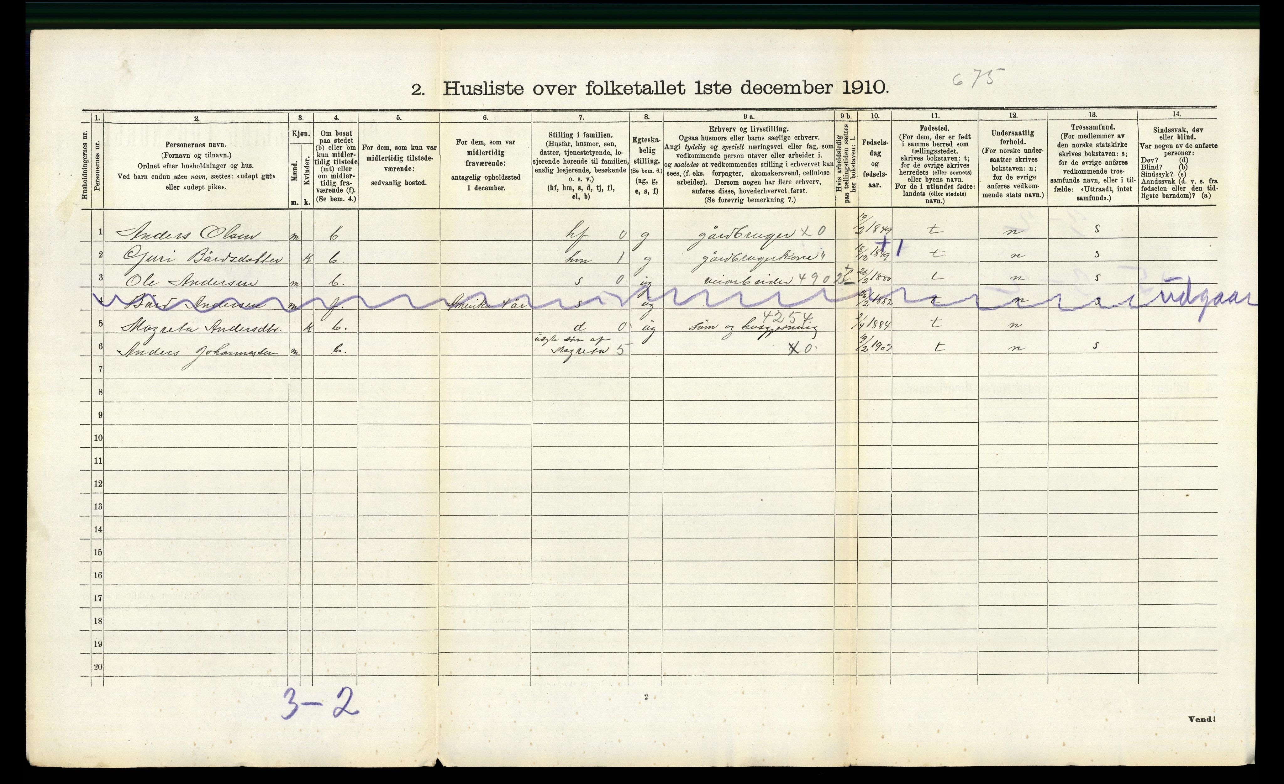 RA, 1910 census for Eidfjord, 1910, p. 122