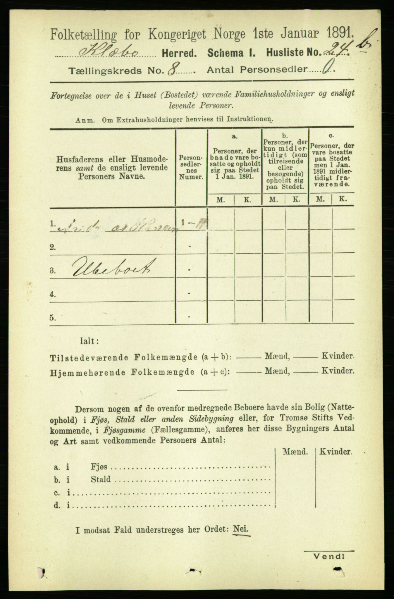 RA, 1891 census for 1662 Klæbu, 1891, p. 1550