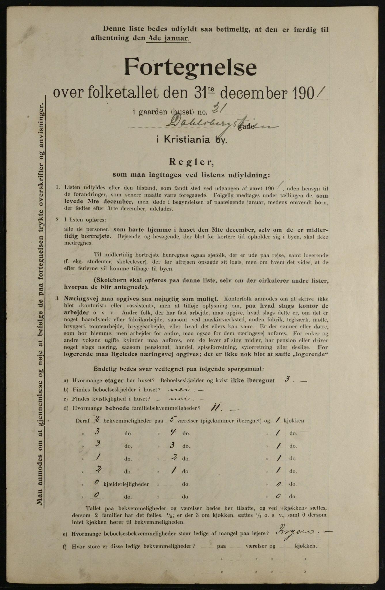 OBA, Municipal Census 1901 for Kristiania, 1901, p. 2311