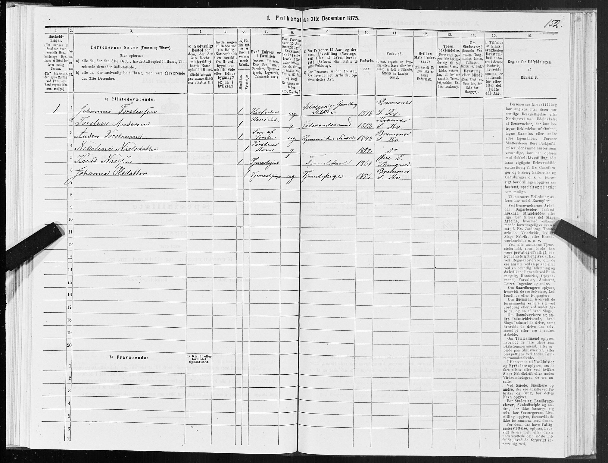 SAT, 1875 census for 1553P Kvernes, 1875, p. 5152