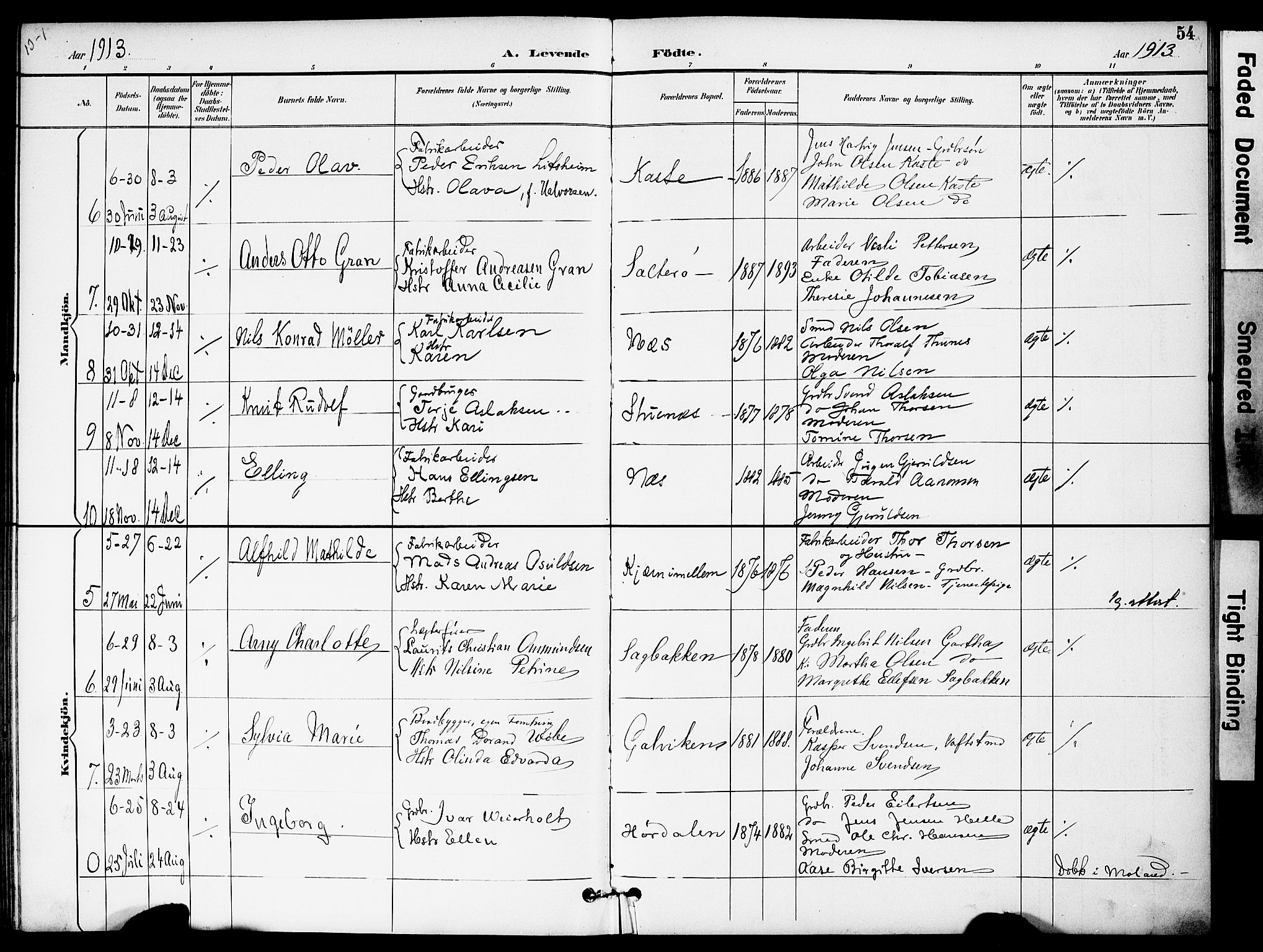 Austre Moland sokneprestkontor, AV/SAK-1111-0001/F/Fa/Fab/L0002: Parish register (official) no. A 2, 1894-1919, p. 54