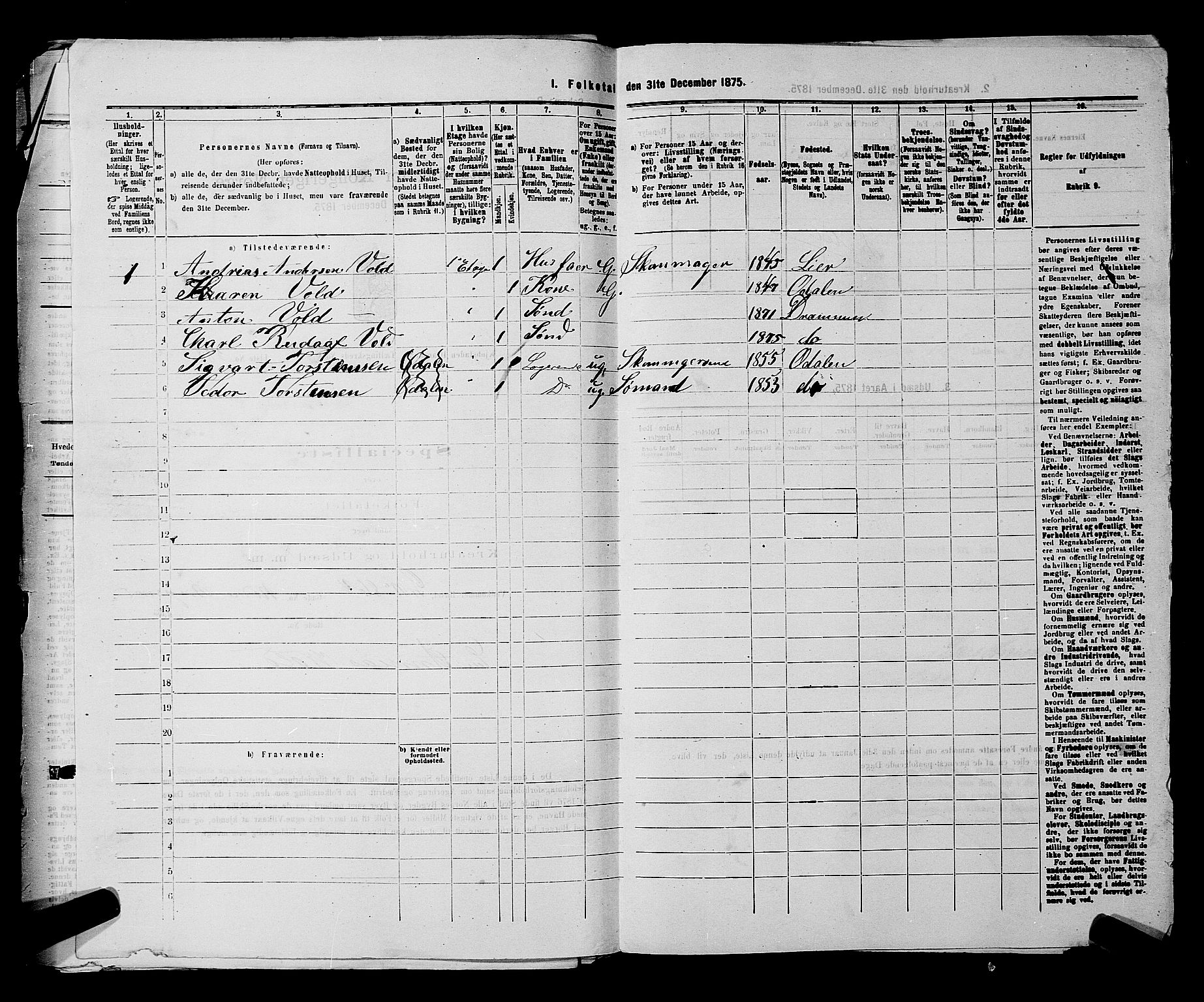 SAKO, 1875 census for 0602 Drammen, 1875, p. 1619