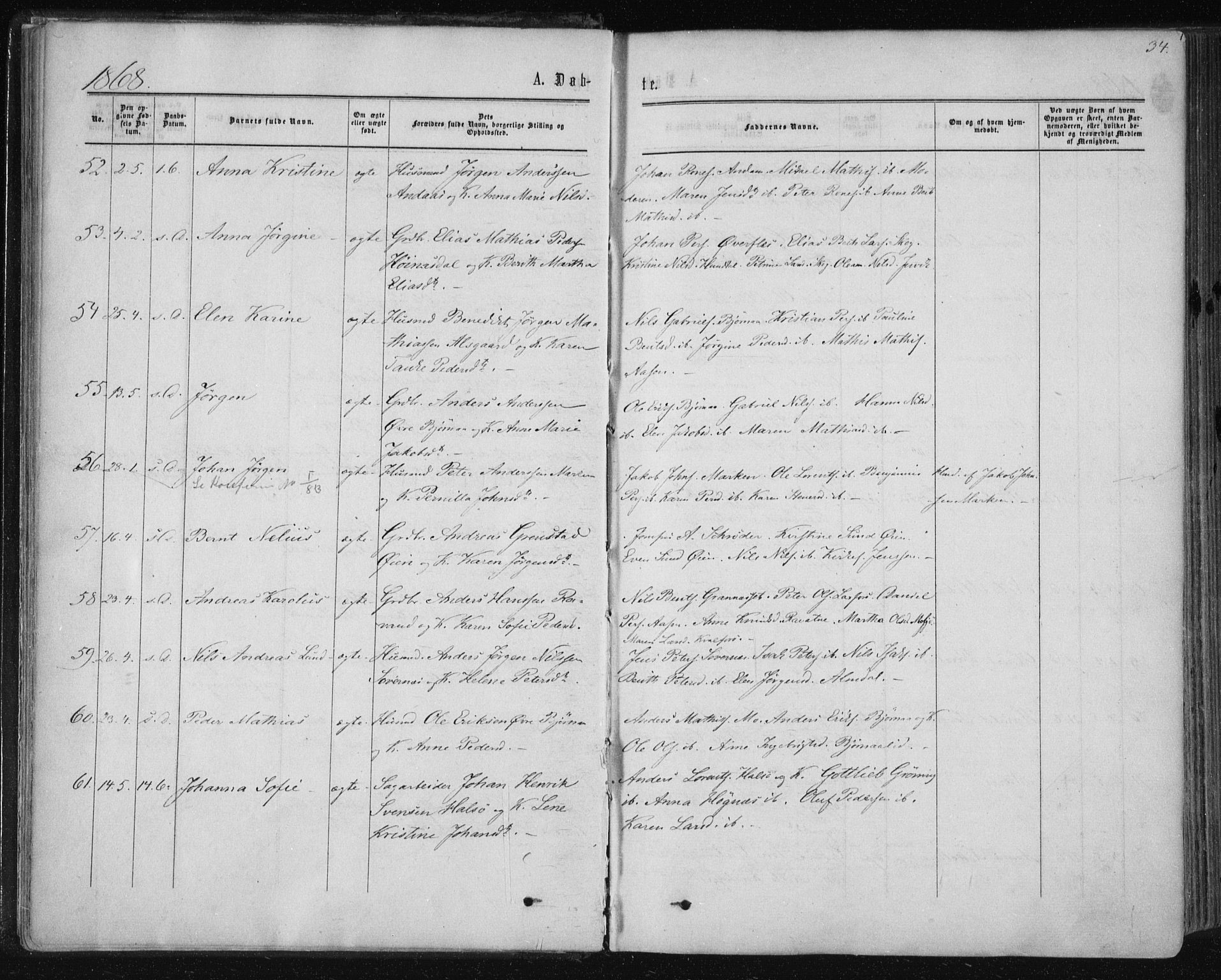 Ministerialprotokoller, klokkerbøker og fødselsregistre - Nordland, AV/SAT-A-1459/820/L0294: Parish register (official) no. 820A15, 1866-1879, p. 34