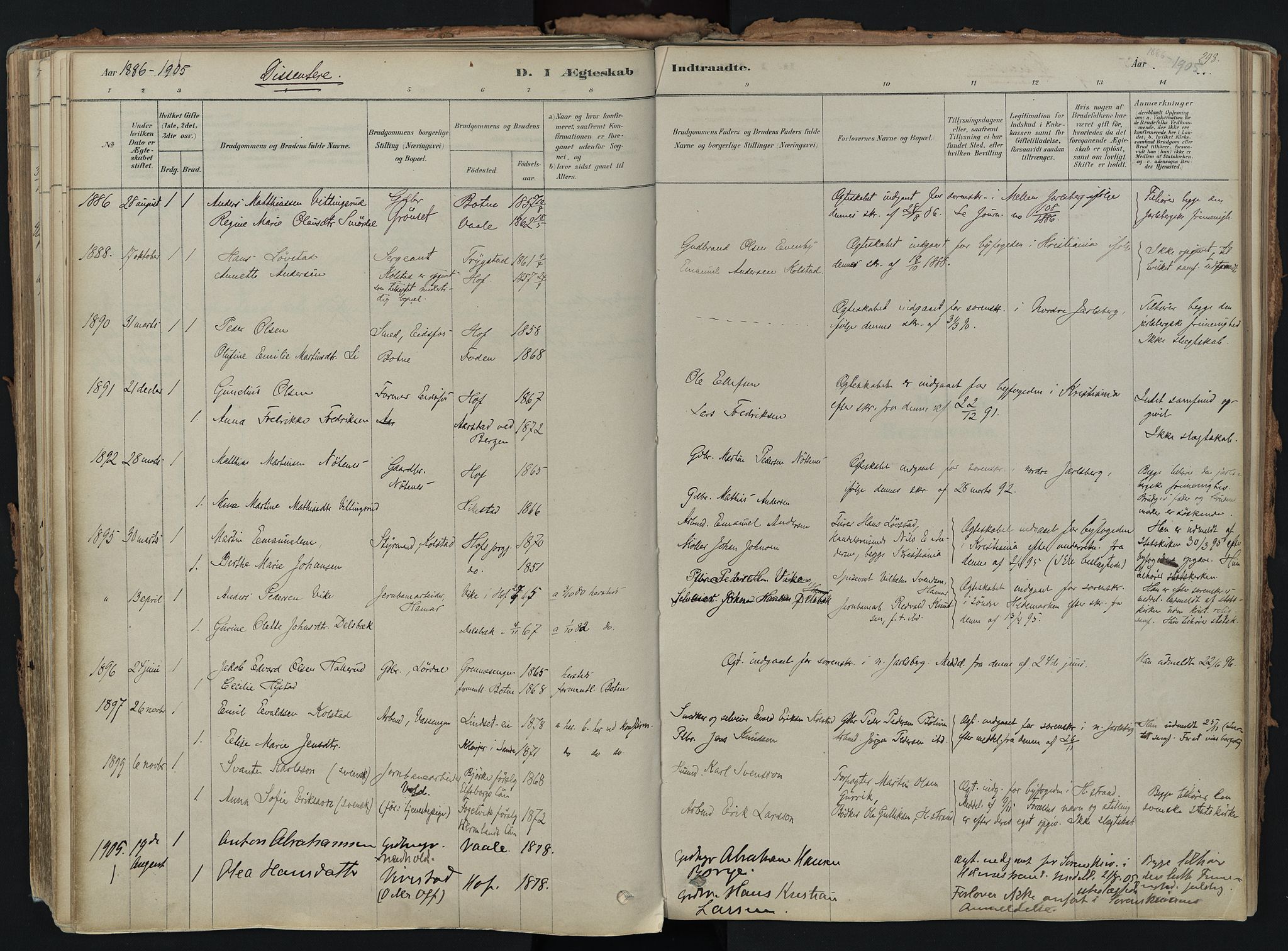 Hof kirkebøker, SAKO/A-64/F/Fa/L0007: Parish register (official) no. I 7, 1878-1940, p. 248