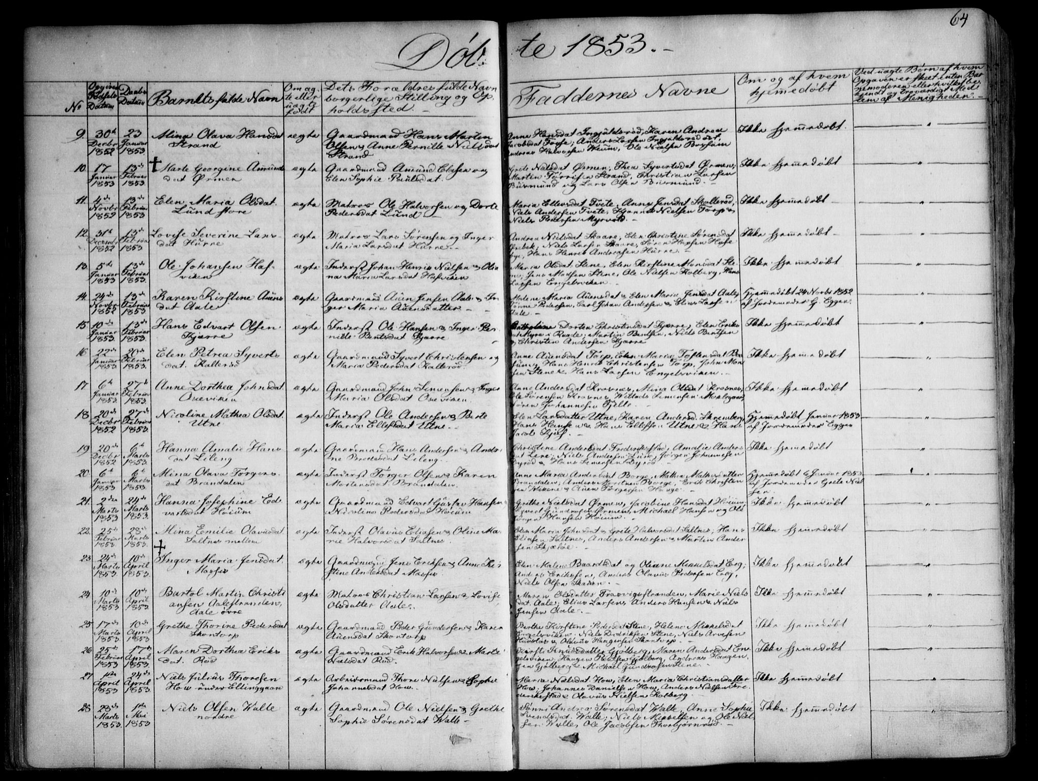Onsøy prestekontor Kirkebøker, SAO/A-10914/F/Fa/L0003: Parish register (official) no. I 3, 1841-1860, p. 64