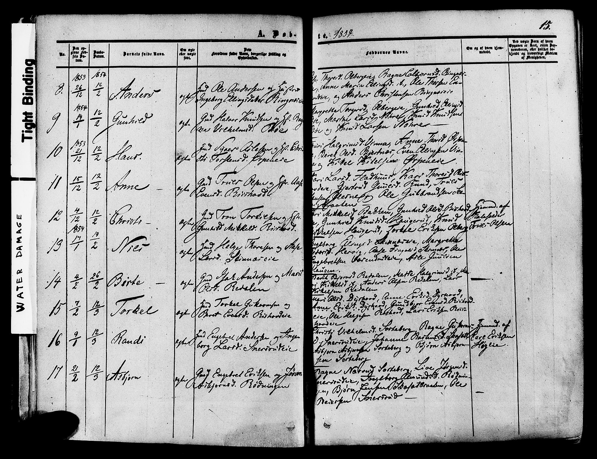 Krødsherad kirkebøker, AV/SAKO-A-19/F/Fa/L0003: Parish register (official) no. 3, 1851-1872, p. 15