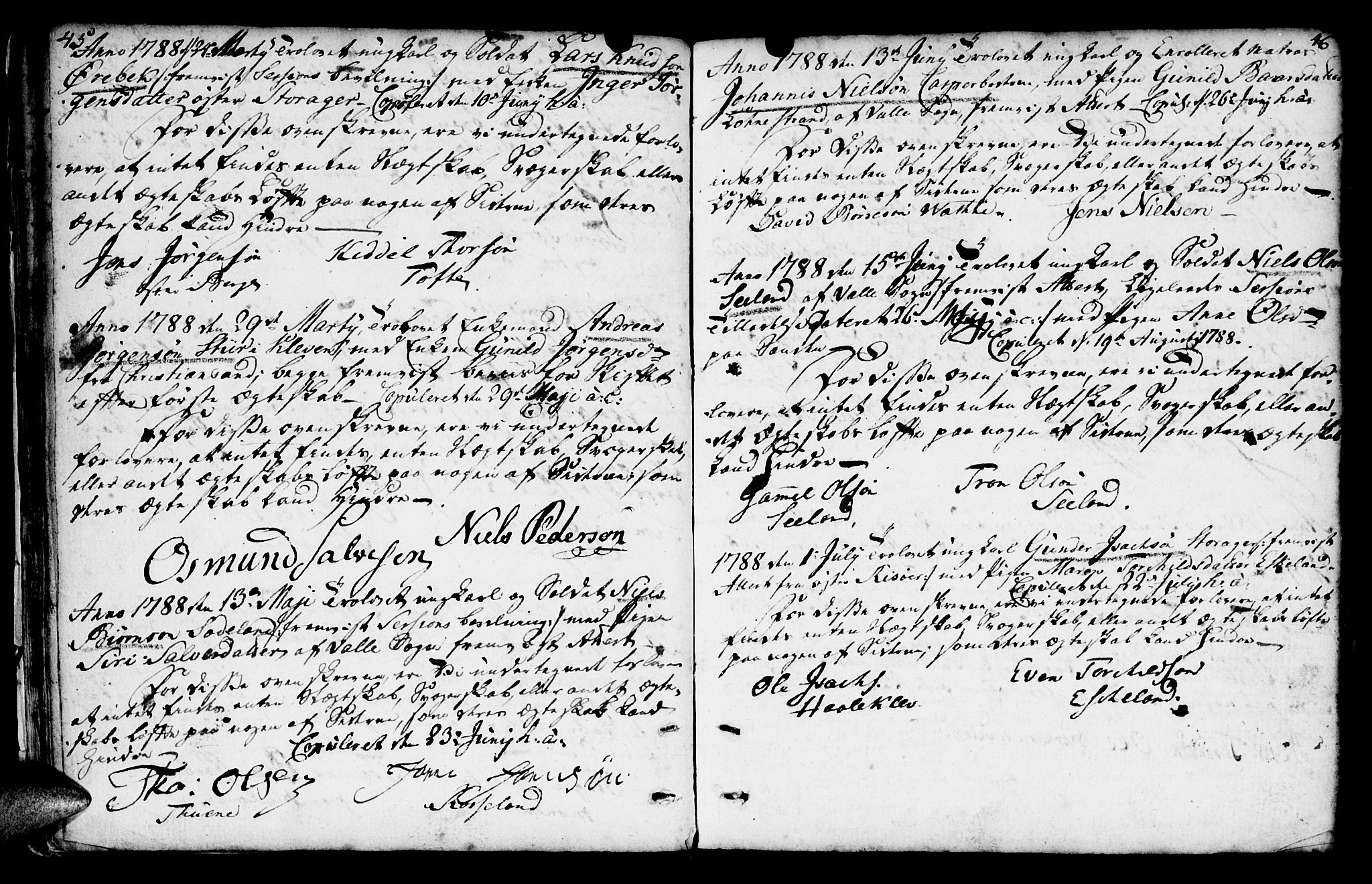 Mandal sokneprestkontor, SAK/1111-0030/F/Fa/Faa/L0007: Parish register (official) no. A 7, 1783-1818, p. 45-46