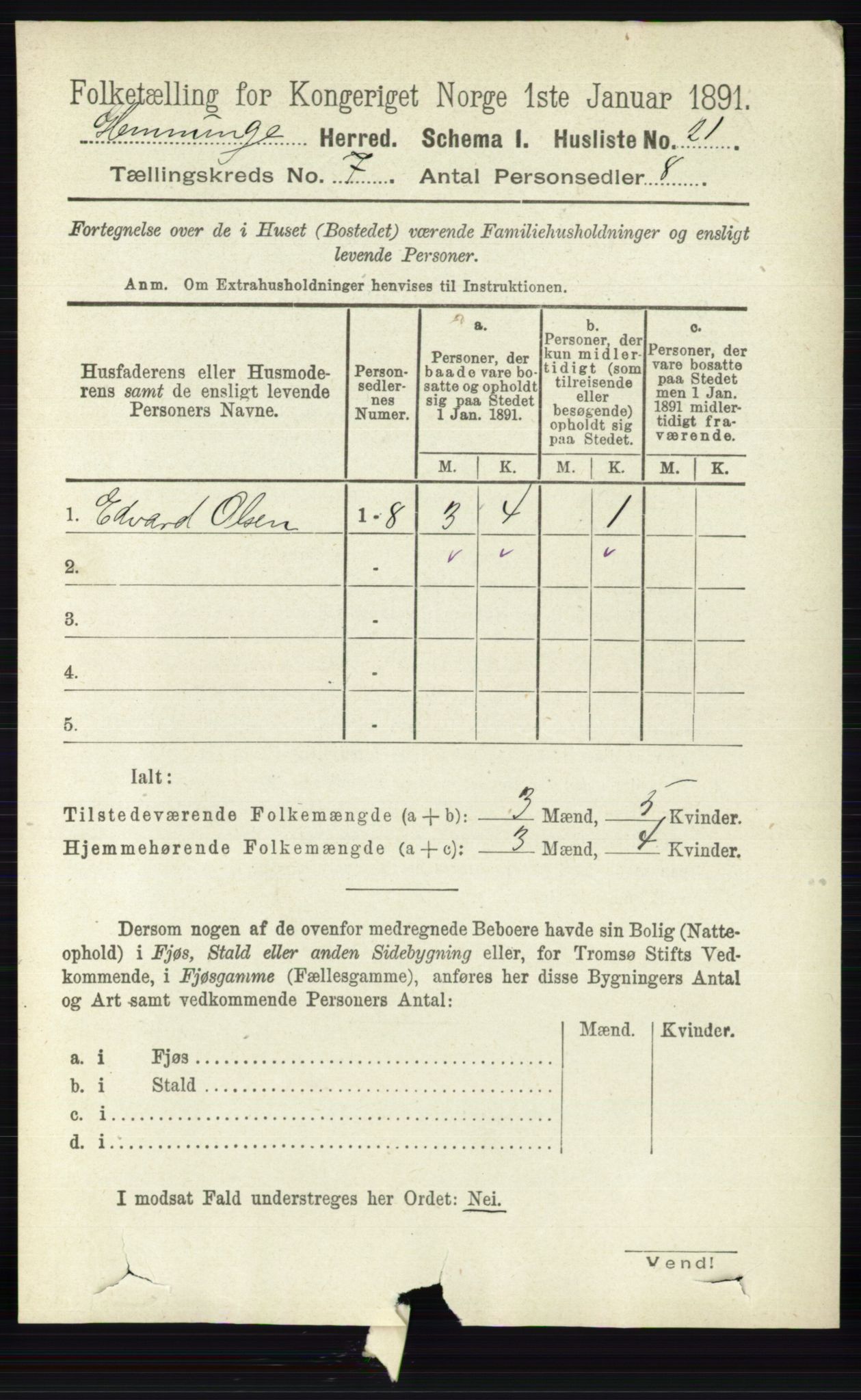 RA, 1891 census for 0132 Glemmen, 1891, p. 9125