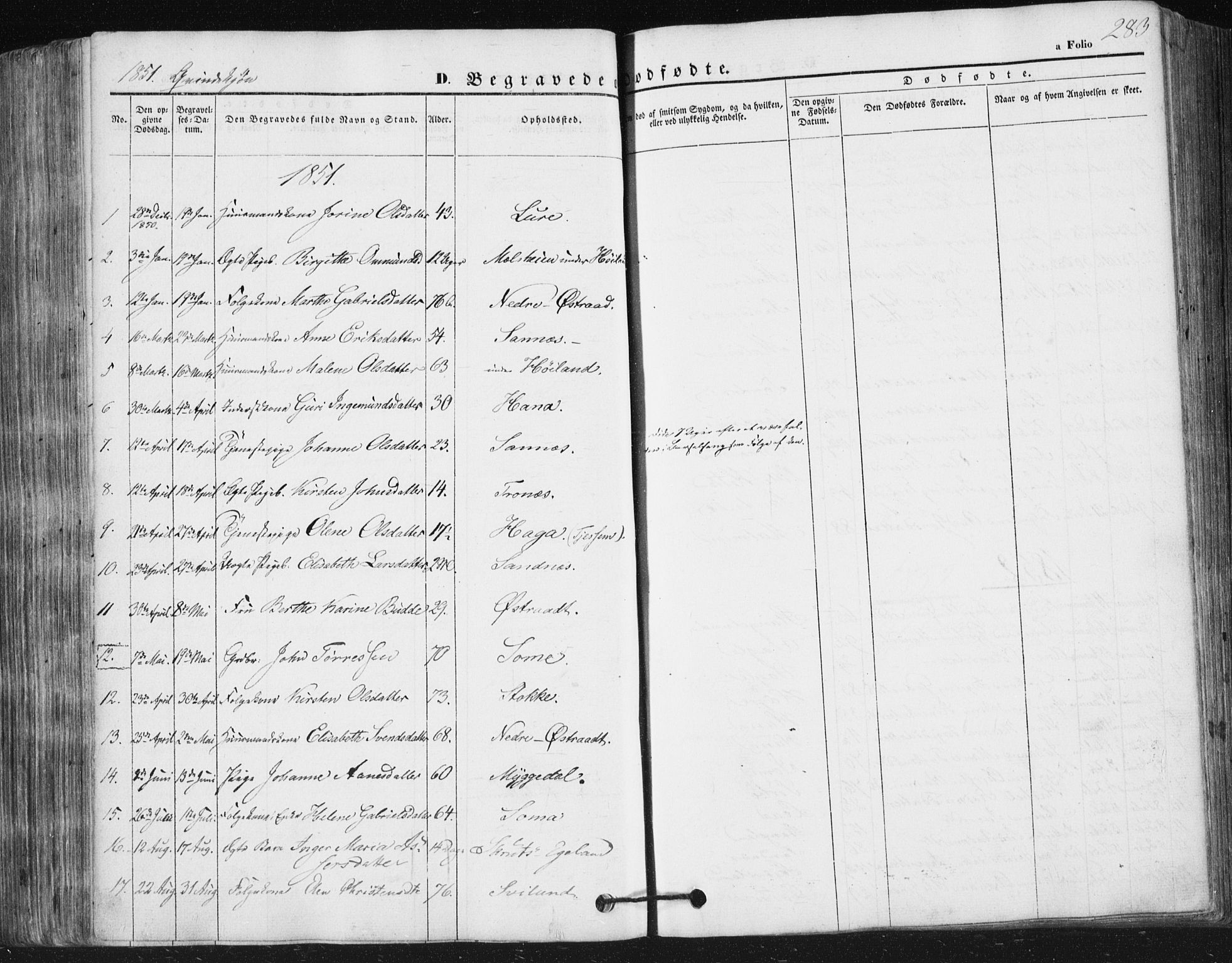 Høyland sokneprestkontor, SAST/A-101799/001/30BA/L0008: Parish register (official) no. A 8, 1841-1856, p. 283