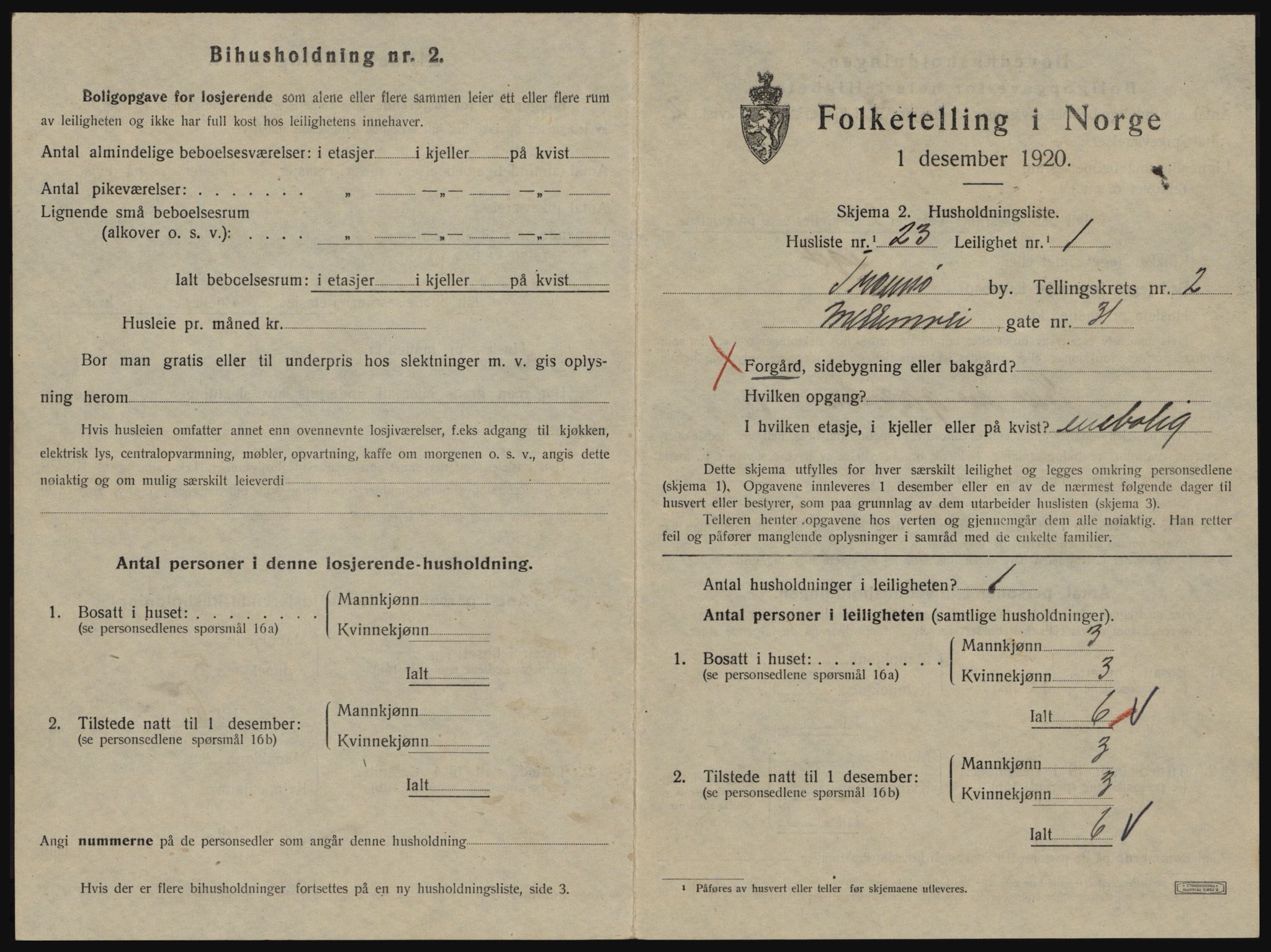 SATØ, 1920 census for Tromsø, 1920, p. 2889