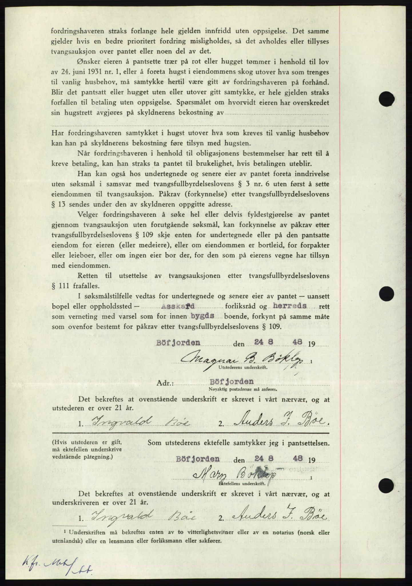 Nordmøre sorenskriveri, AV/SAT-A-4132/1/2/2Ca: Mortgage book no. B99, 1948-1948, Diary no: : 2485/1948