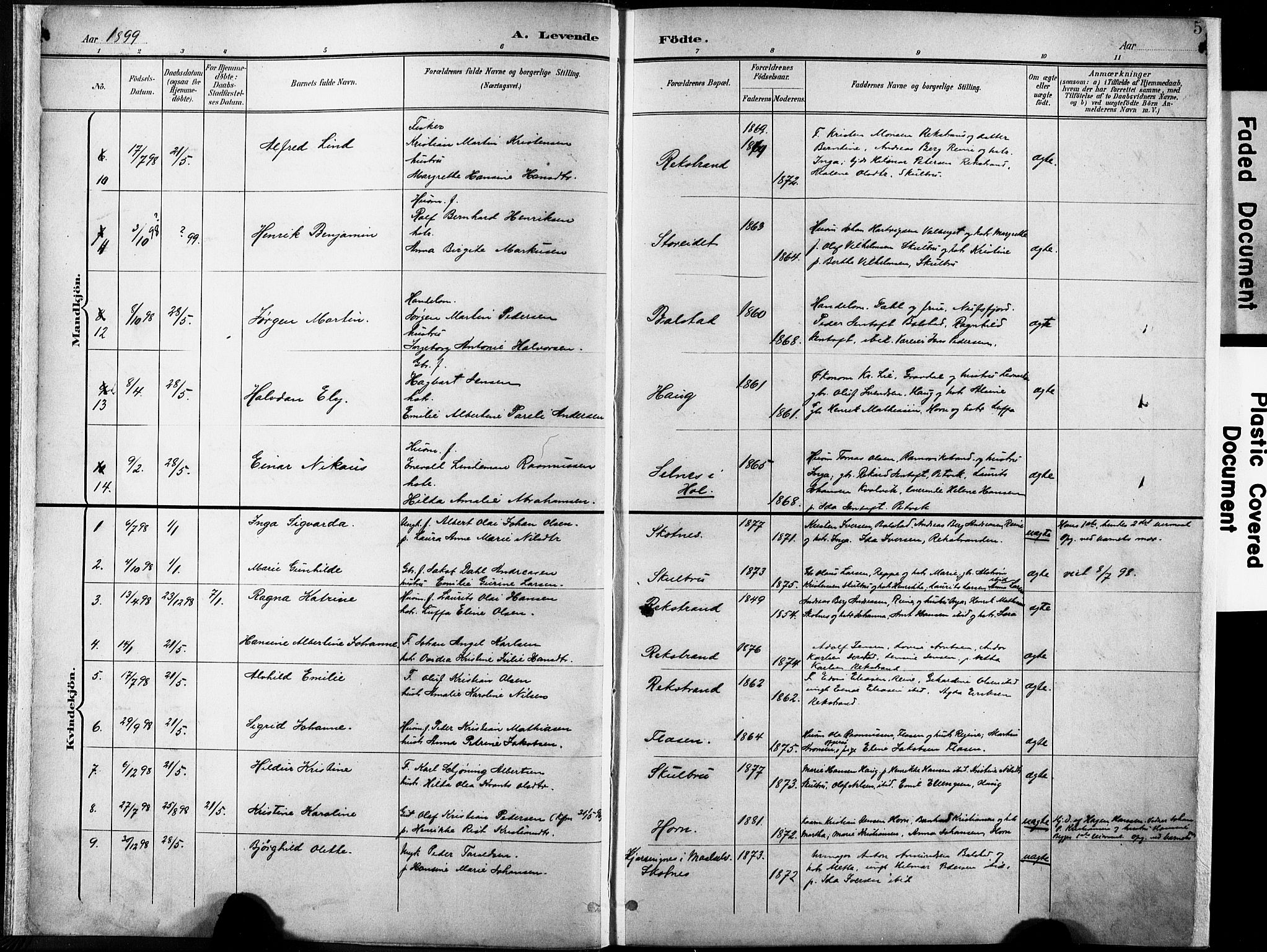 Ministerialprotokoller, klokkerbøker og fødselsregistre - Nordland, SAT/A-1459/881/L1151: Parish register (official) no. 881A04, 1899-1907, p. 5