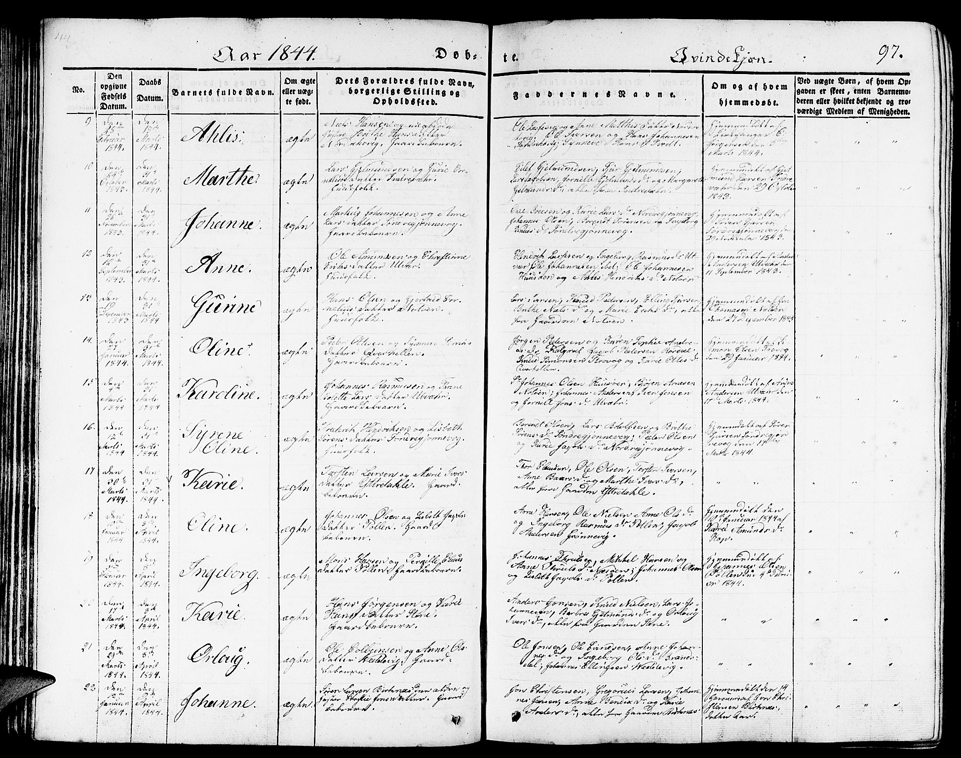 Gulen sokneprestembete, AV/SAB-A-80201/H/Haa/Haaa/L0020: Parish register (official) no. A 20, 1837-1847, p. 97