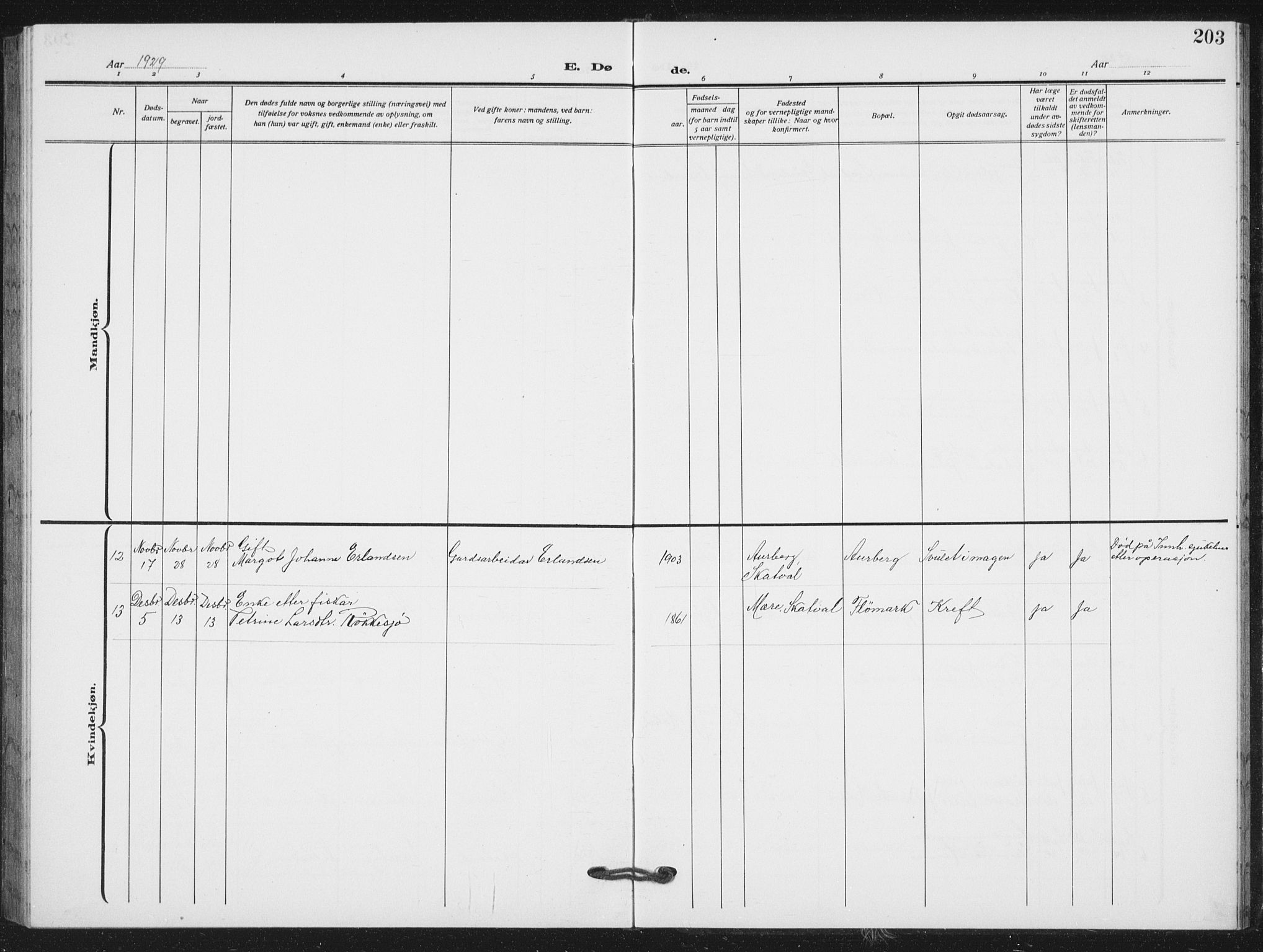 Ministerialprotokoller, klokkerbøker og fødselsregistre - Nord-Trøndelag, SAT/A-1458/712/L0104: Parish register (copy) no. 712C02, 1917-1939, p. 203