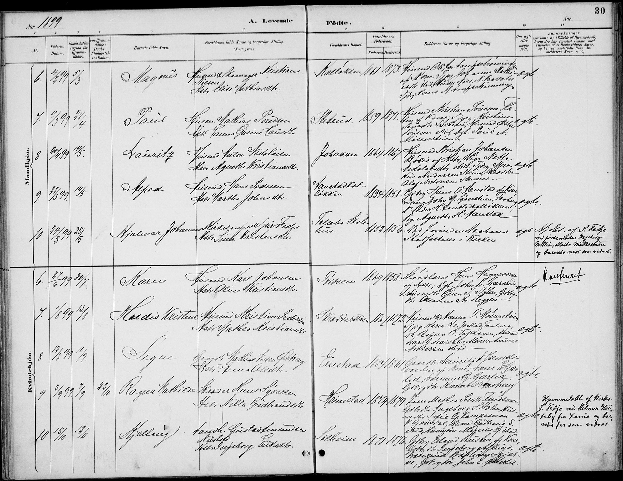 Østre Gausdal prestekontor, AV/SAH-PREST-092/H/Ha/Haa/L0003: Parish register (official) no. 3, 1887-1901, p. 30