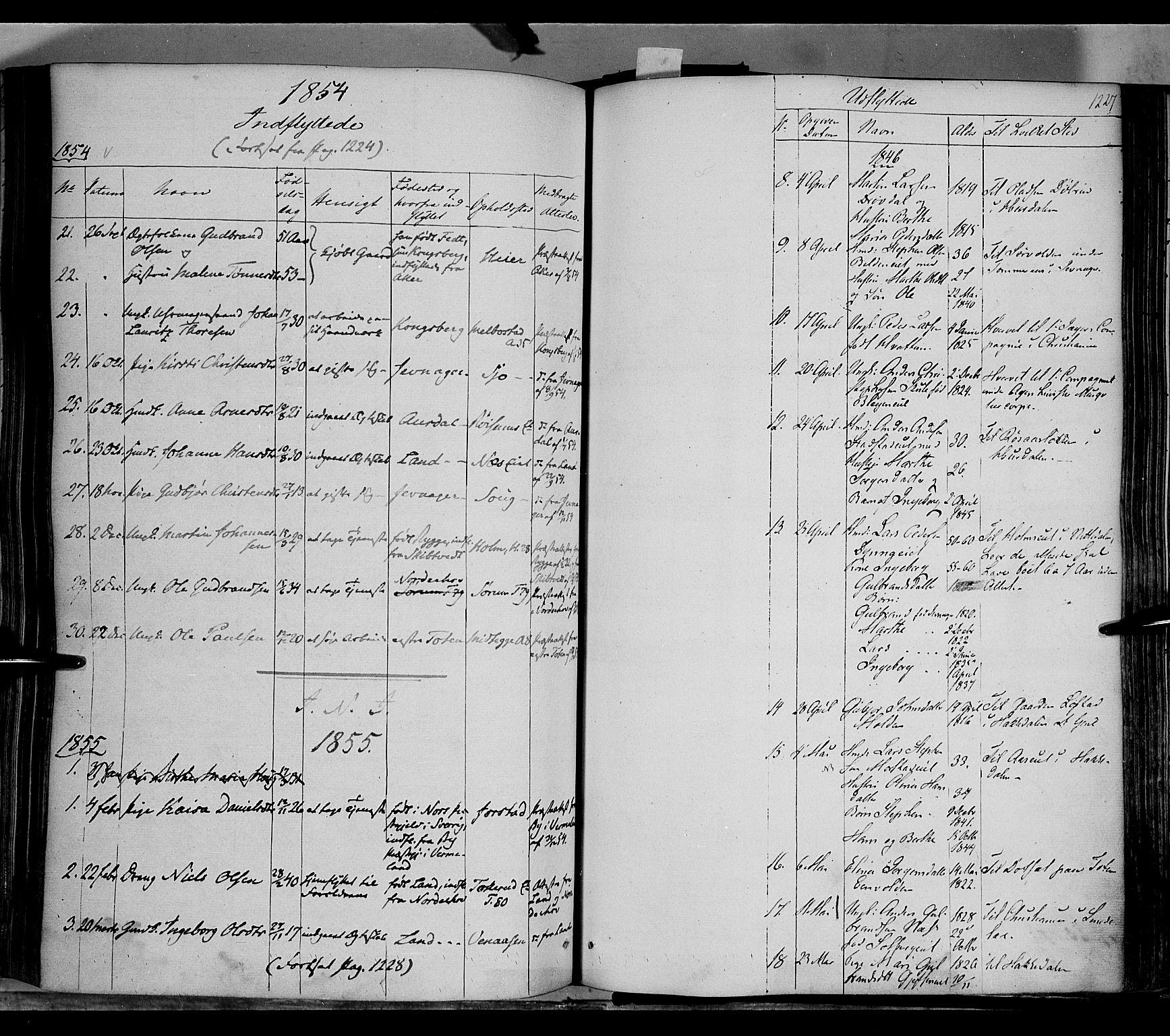 Gran prestekontor, SAH/PREST-112/H/Ha/Haa/L0011: Parish register (official) no. 11, 1842-1856, p. 1226-1227