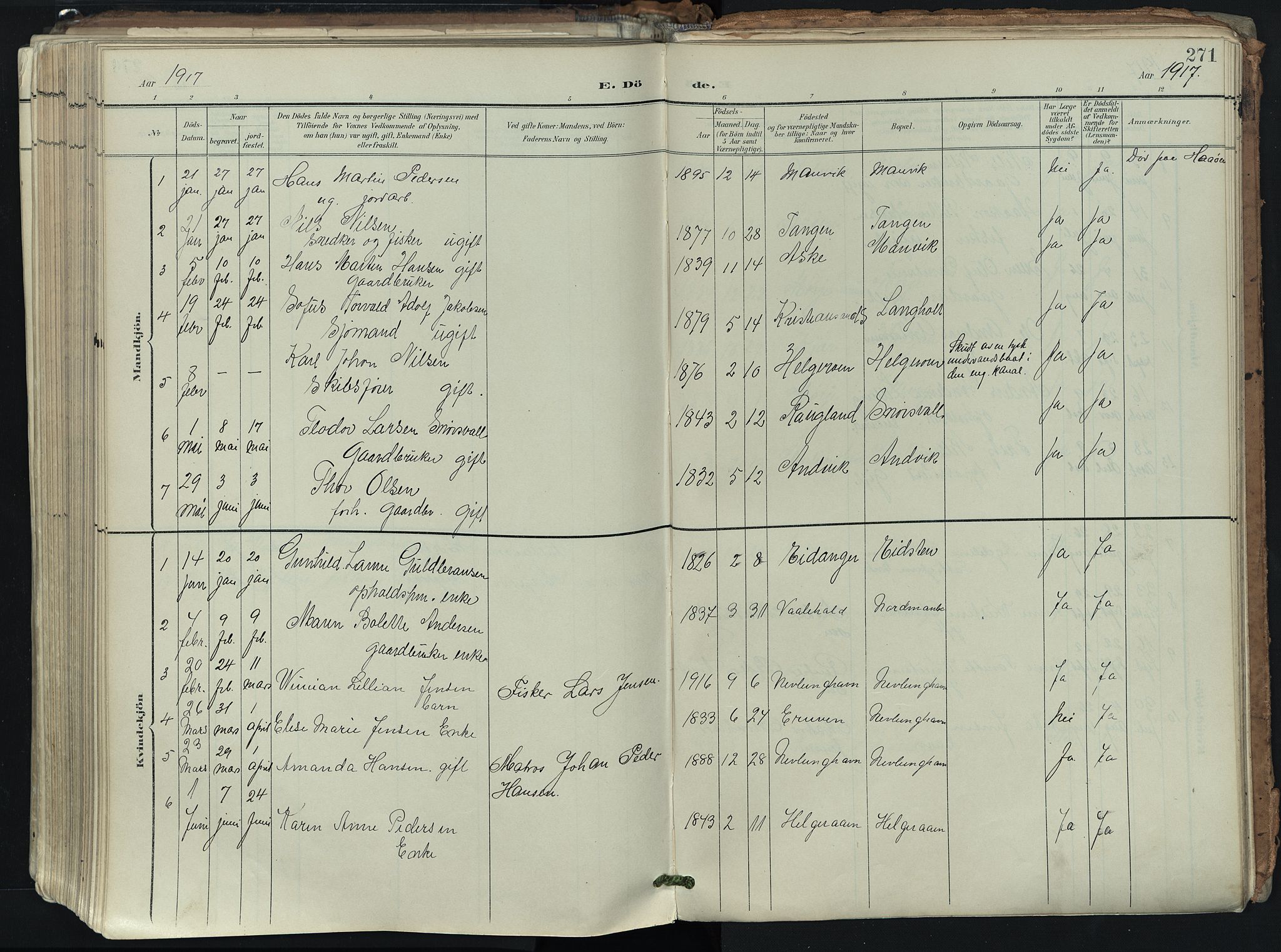 Brunlanes kirkebøker, SAKO/A-342/F/Fb/L0003: Parish register (official) no. II 3, 1900-1922, p. 271