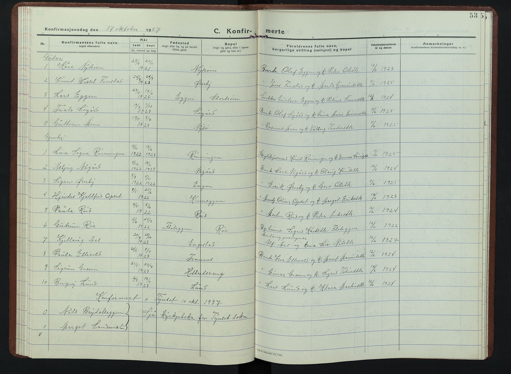 Tynset prestekontor, AV/SAH-PREST-058/H/Ha/Hab/L0013: Parish register (copy) no. 13, 1930-1946, p. 53