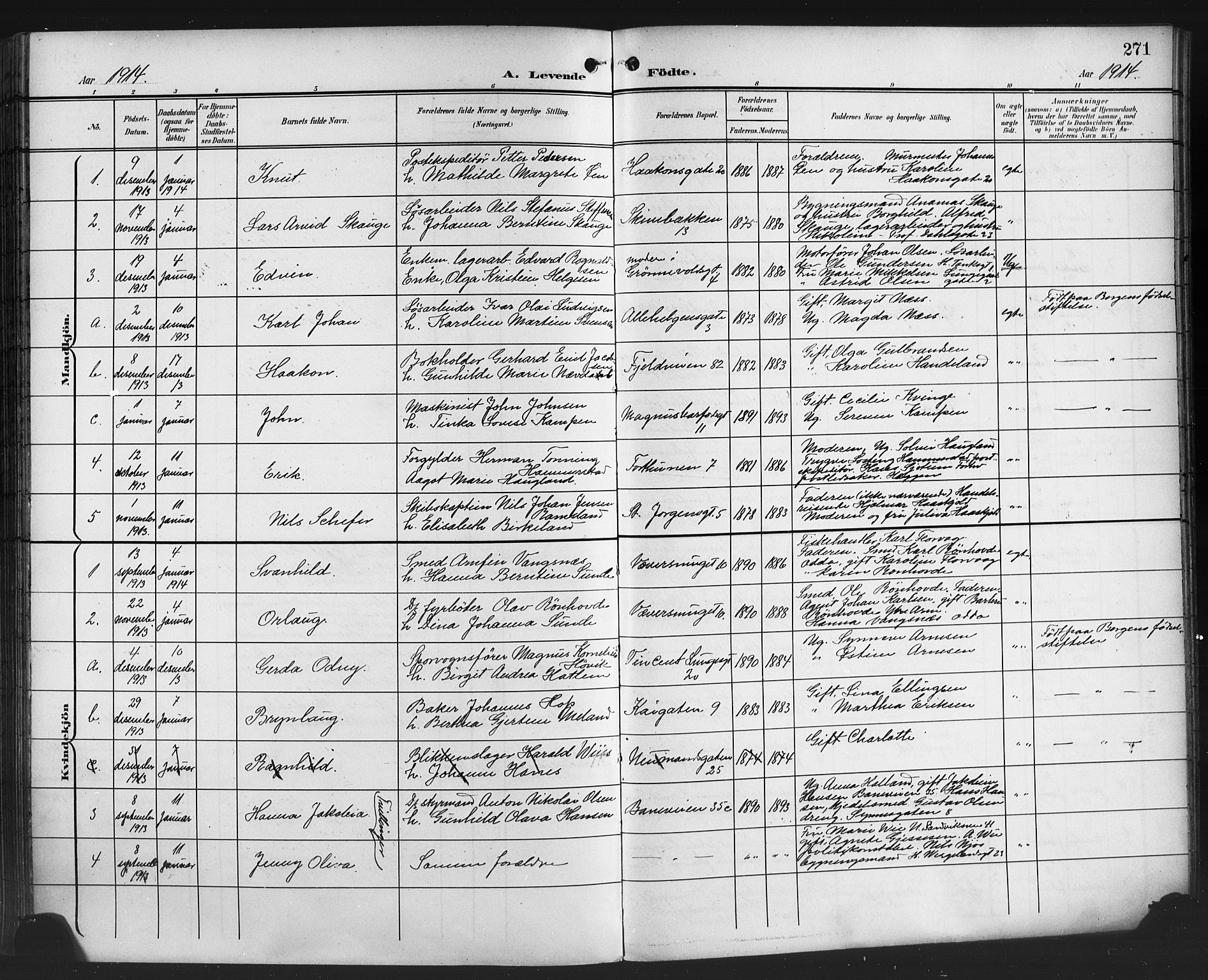 Domkirken sokneprestembete, SAB/A-74801/H/Hab/L0017: Parish register (copy) no. B 10, 1900-1915, p. 271