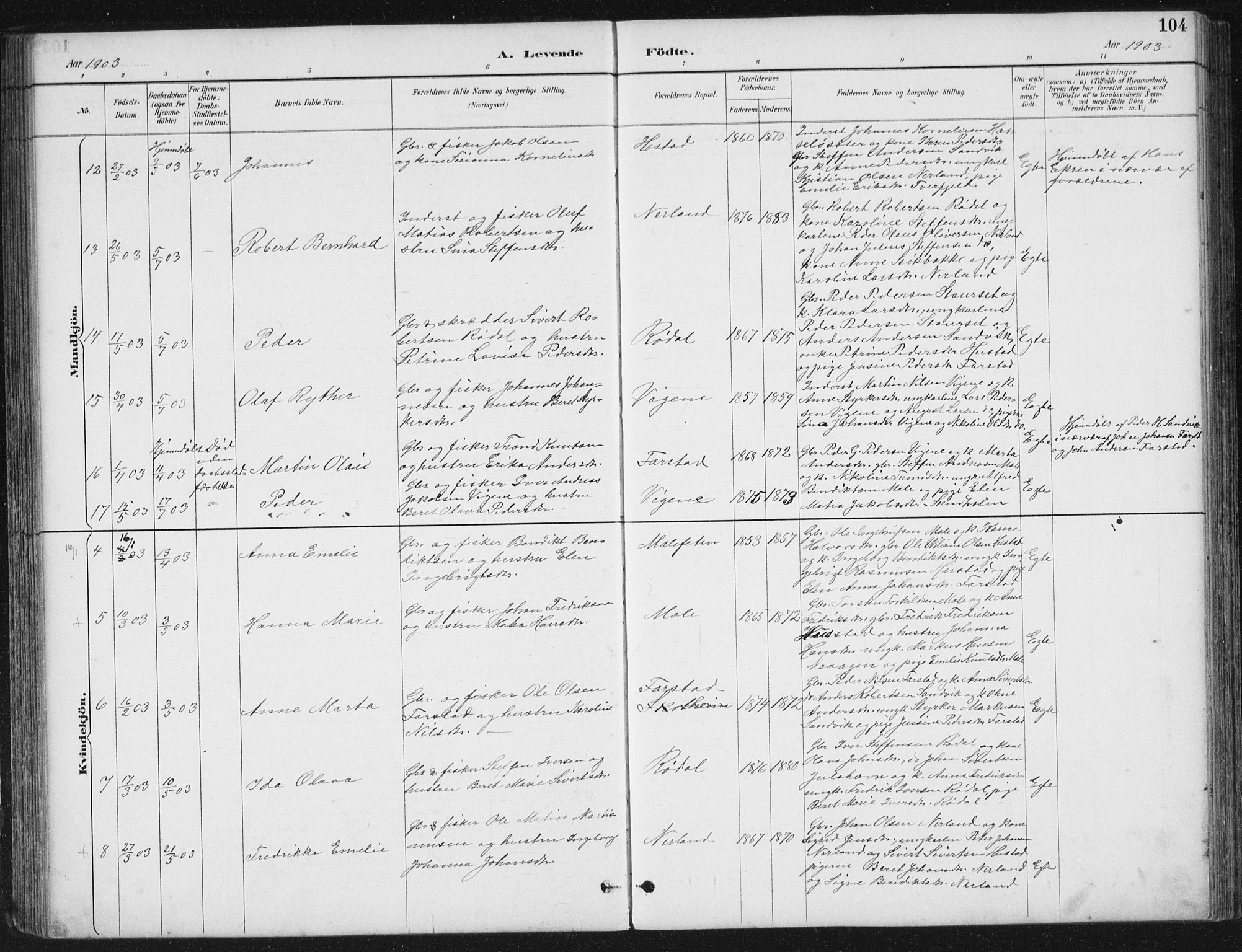 Ministerialprotokoller, klokkerbøker og fødselsregistre - Møre og Romsdal, SAT/A-1454/567/L0783: Parish register (copy) no. 567C03, 1887-1903, p. 104