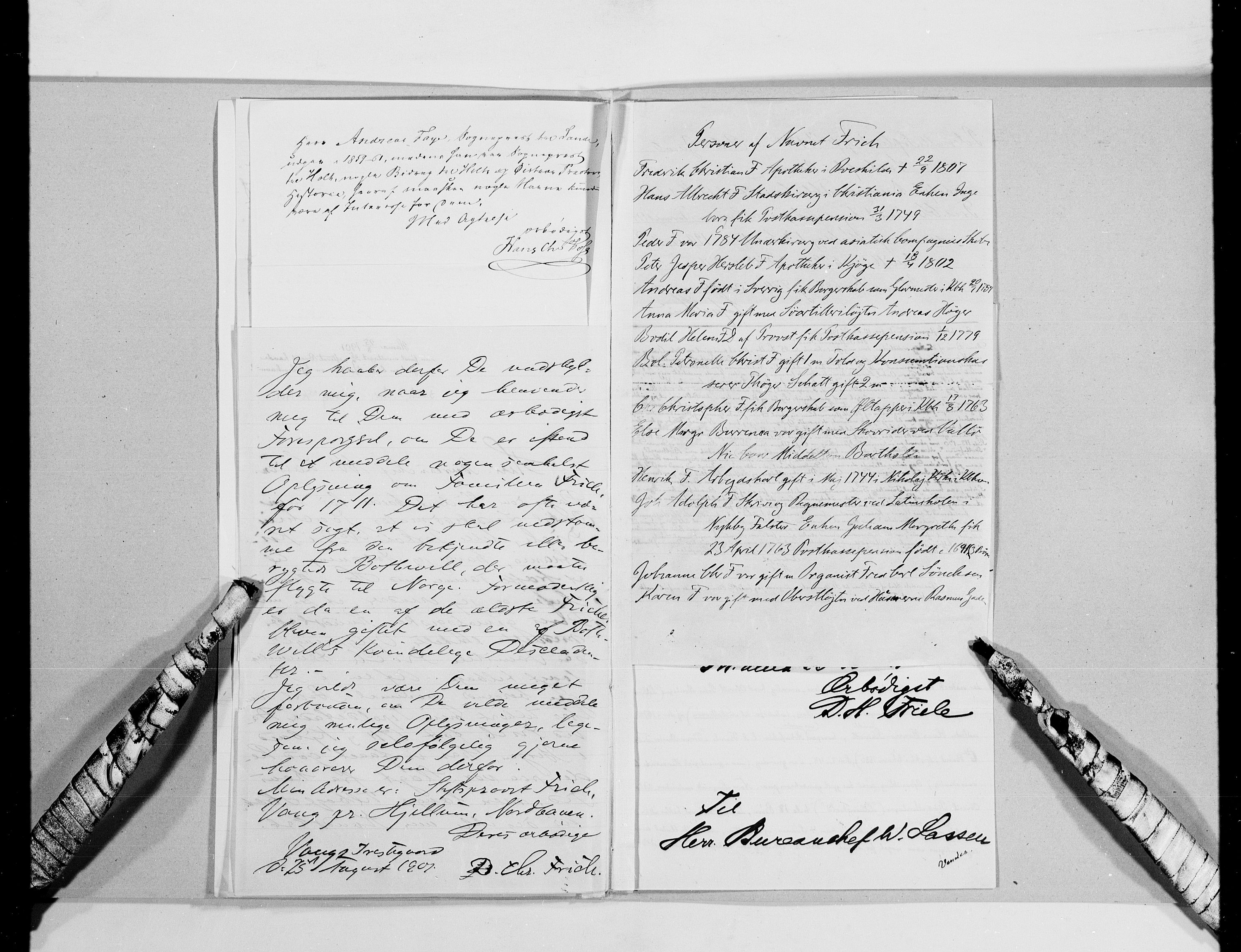 Lassens samlinger, AV/RA-PA-0051/G/L0097: Alfabetisk ordnede brev til Wilhelm Lassen: Fabritius - Grønvold, 1815-1907, p. 68