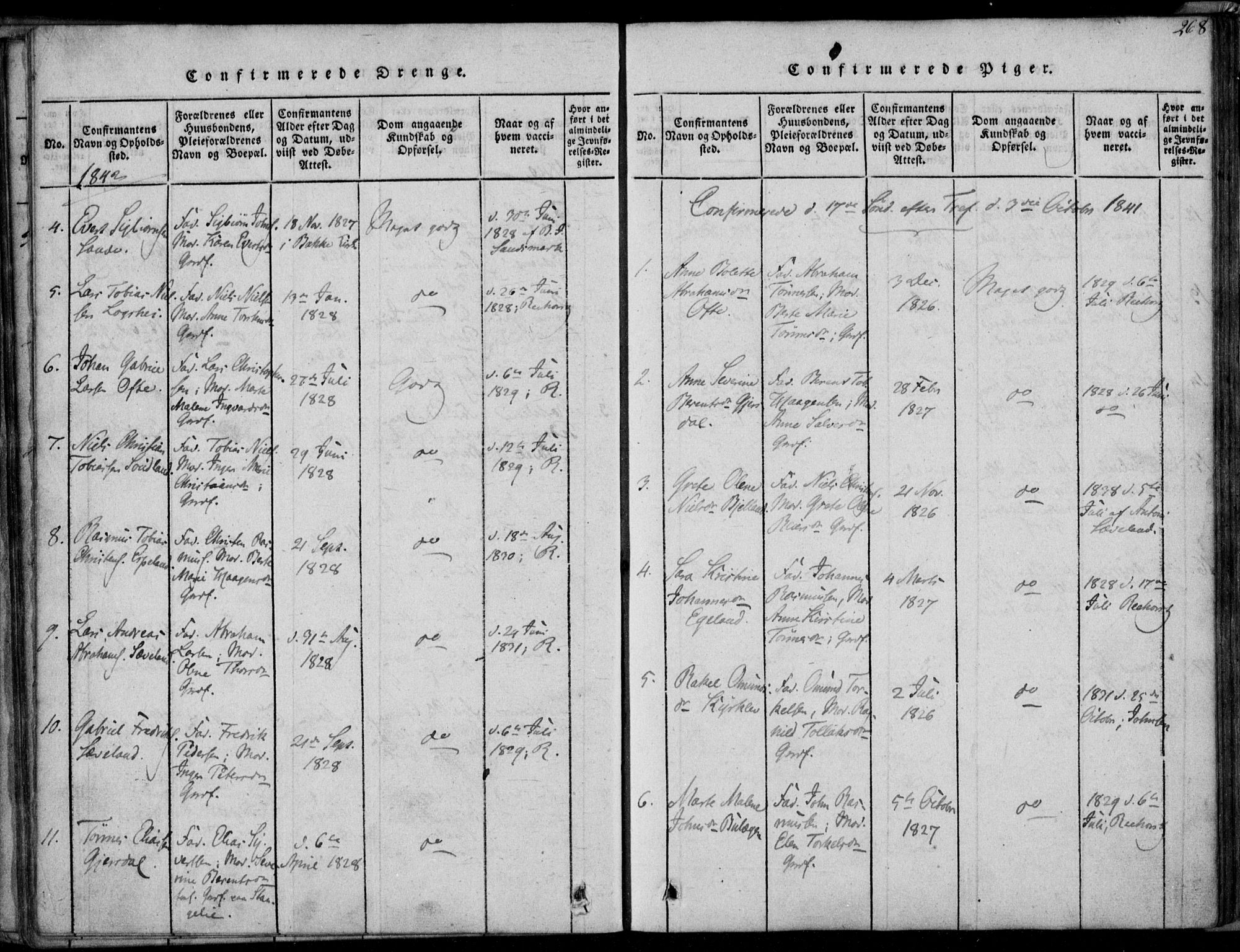 Herad sokneprestkontor, AV/SAK-1111-0018/F/Fa/Faa/L0003: Parish register (official) no. A 3, 1816-1844, p. 268