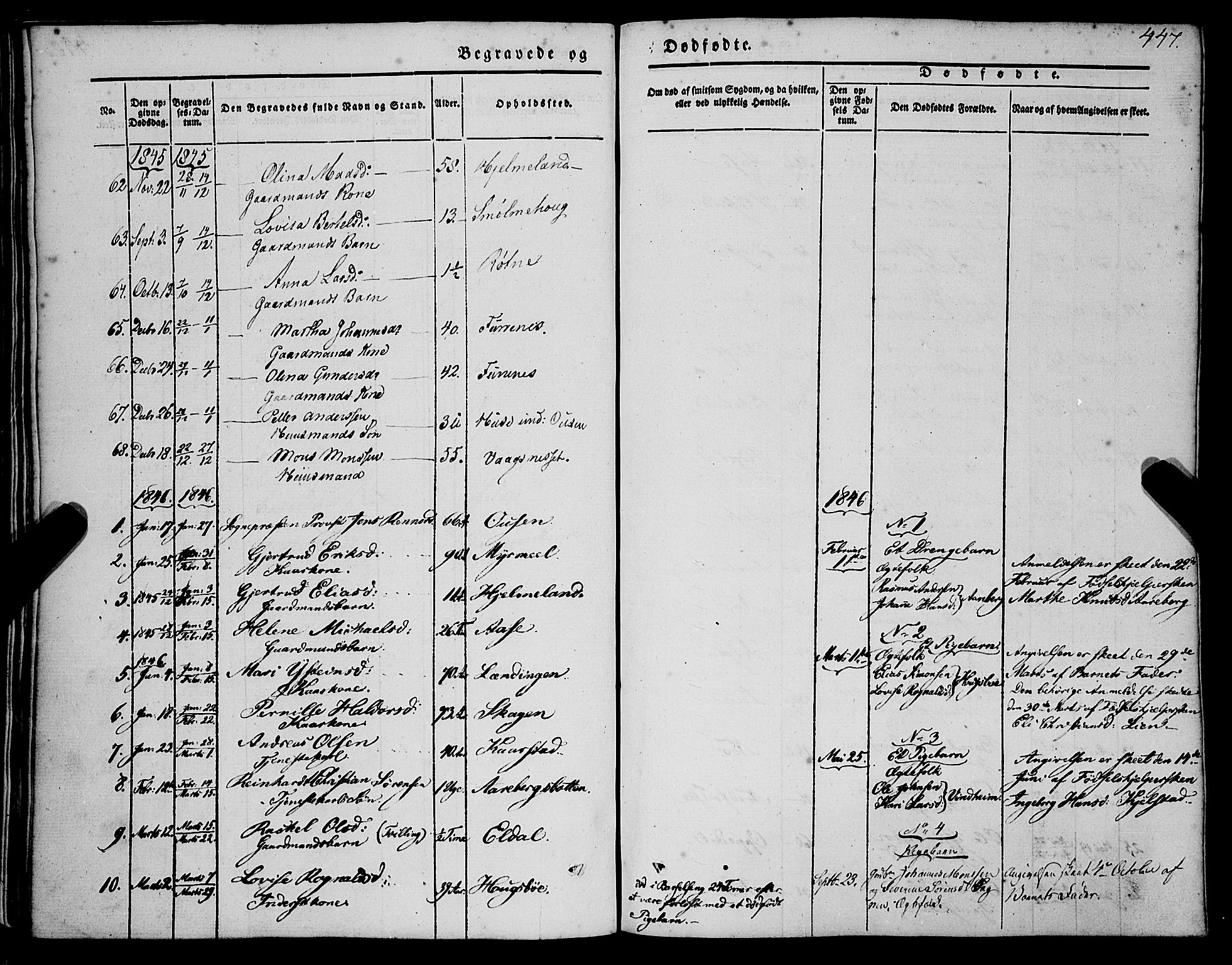 Gaular sokneprestembete, SAB/A-80001/H/Haa: Parish register (official) no. A 4II, 1841-1859, p. 447