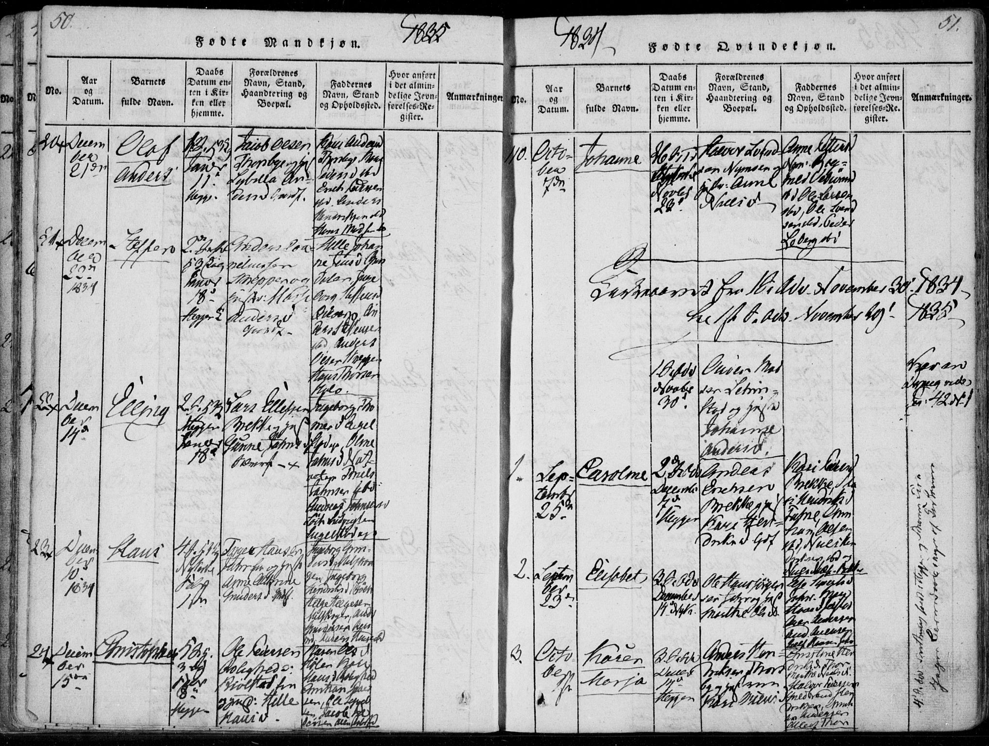 Modum kirkebøker, AV/SAKO-A-234/F/Fa/L0006: Parish register (official) no. 6, 1832-1841, p. 50-51