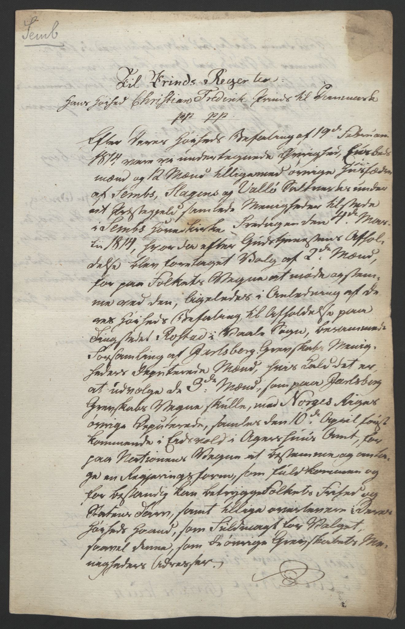Statsrådssekretariatet, RA/S-1001/D/Db/L0008: Fullmakter for Eidsvollsrepresentantene i 1814. , 1814, p. 20