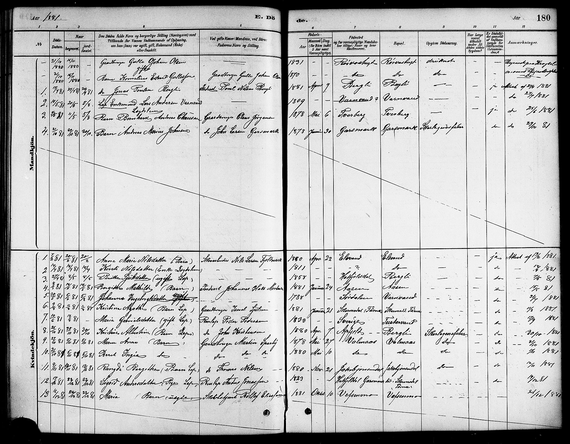Ministerialprotokoller, klokkerbøker og fødselsregistre - Nordland, SAT/A-1459/823/L0330: Parish register (copy) no. 823C02, 1879-1916, p. 180