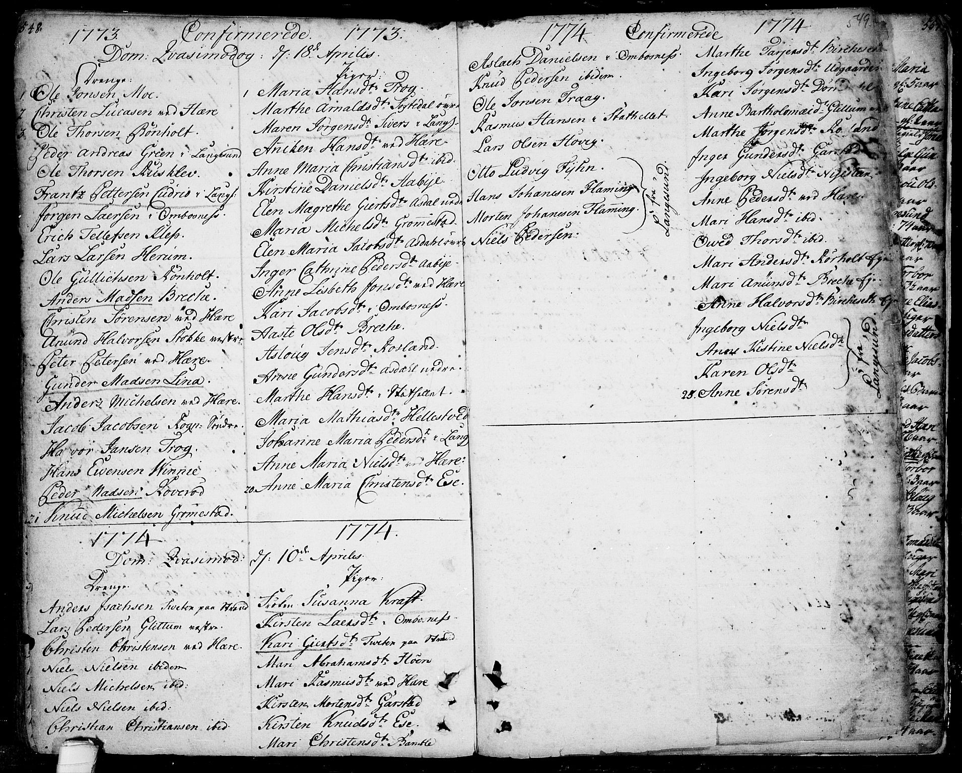 Bamble kirkebøker, AV/SAKO-A-253/F/Fa/L0001: Parish register (official) no. I 1, 1702-1774, p. 548-549