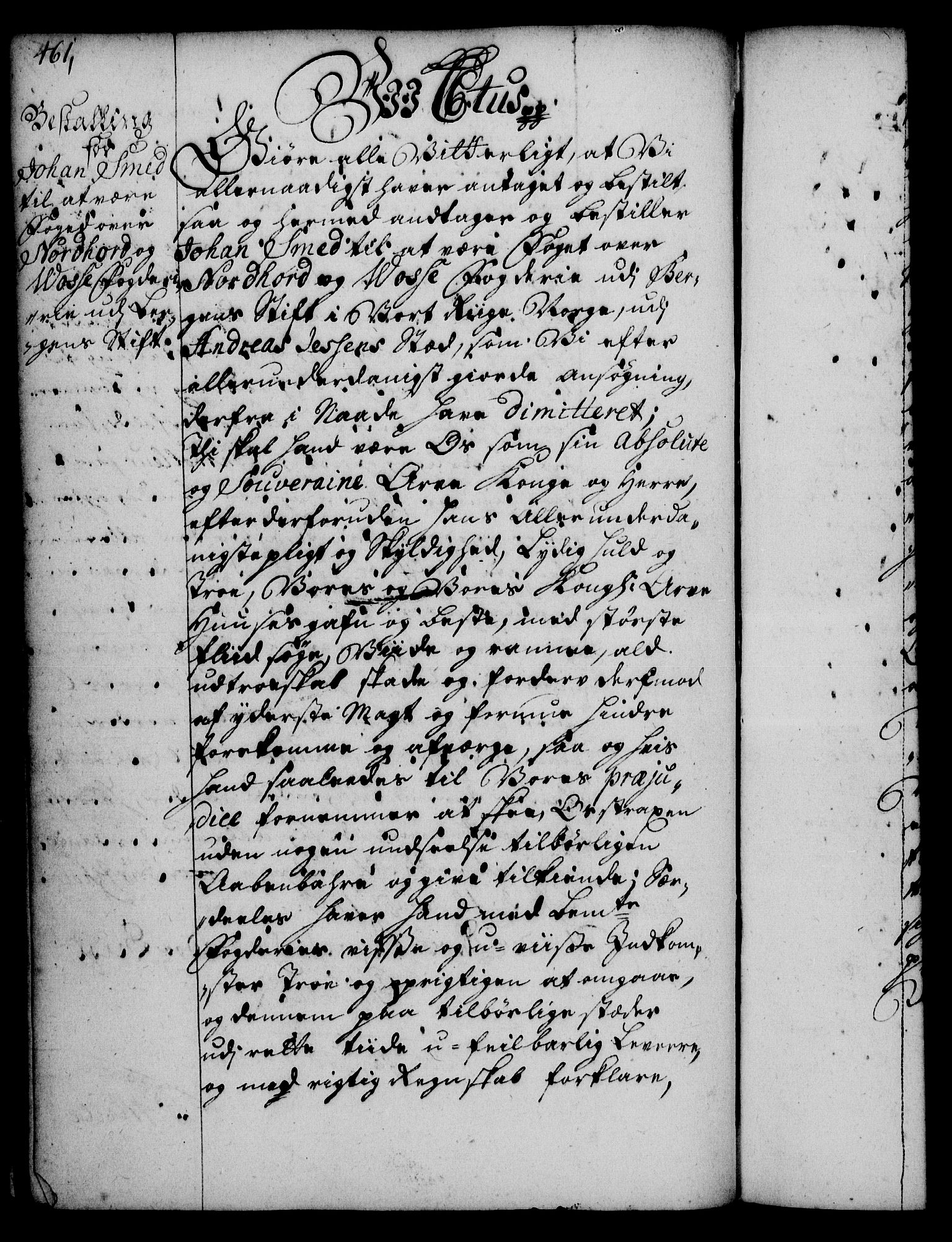 Rentekammeret, Kammerkanselliet, AV/RA-EA-3111/G/Gg/Gge/L0002: Norsk bestallingsprotokoll med register (merket RK 53.26), 1730-1744, p. 461