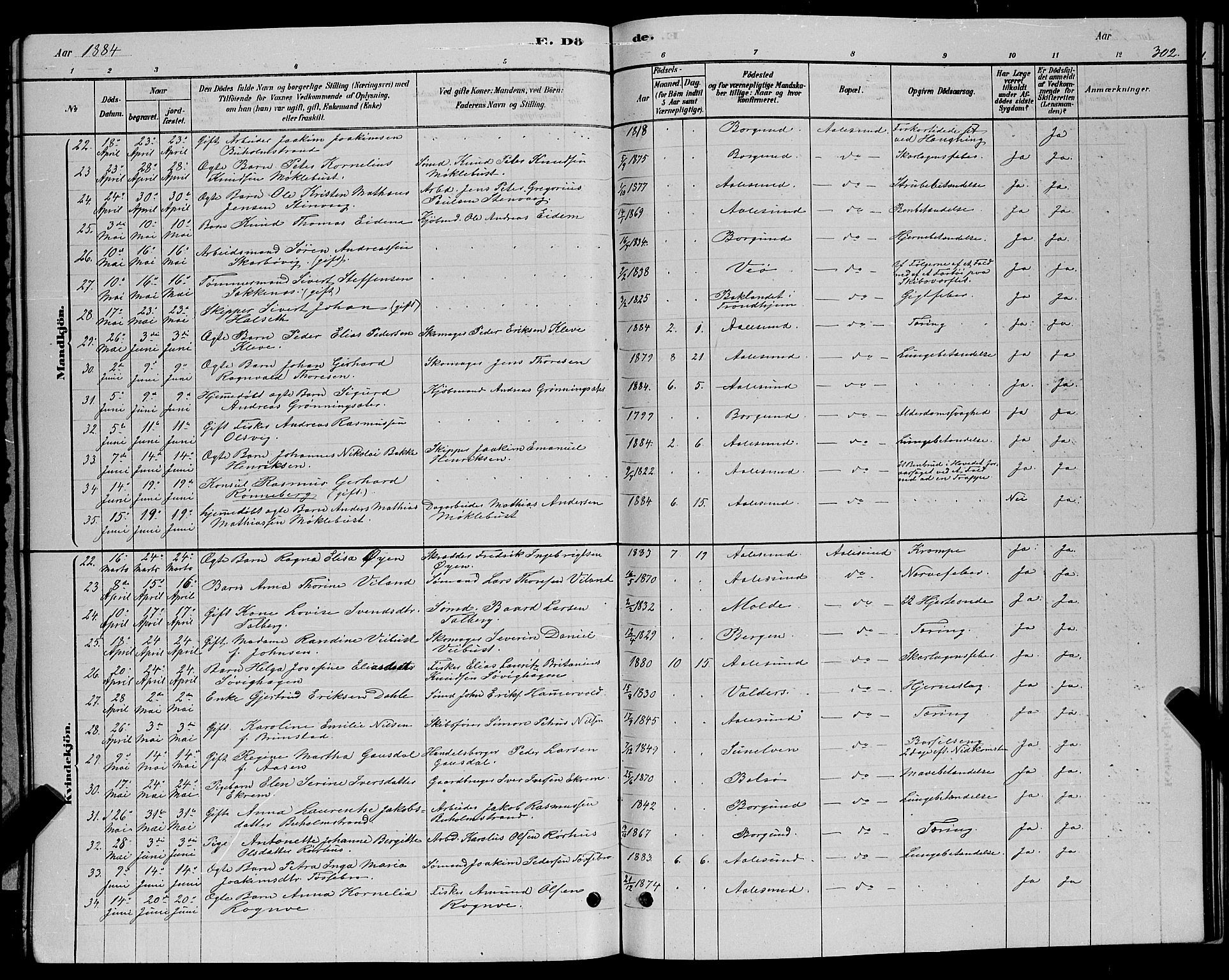 Ministerialprotokoller, klokkerbøker og fødselsregistre - Møre og Romsdal, AV/SAT-A-1454/529/L0466: Parish register (copy) no. 529C03, 1878-1888, p. 302