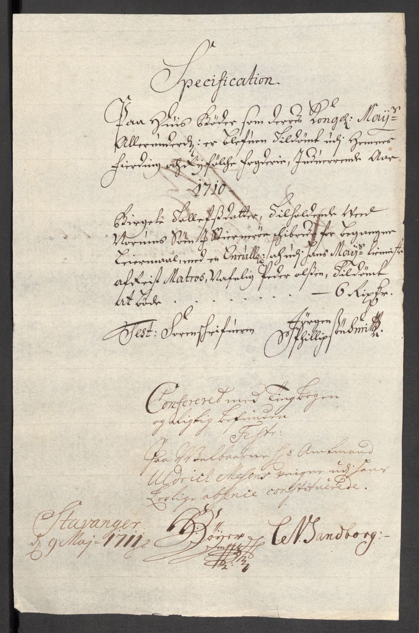 Rentekammeret inntil 1814, Reviderte regnskaper, Fogderegnskap, AV/RA-EA-4092/R47/L2862: Fogderegnskap Ryfylke, 1710, p. 45