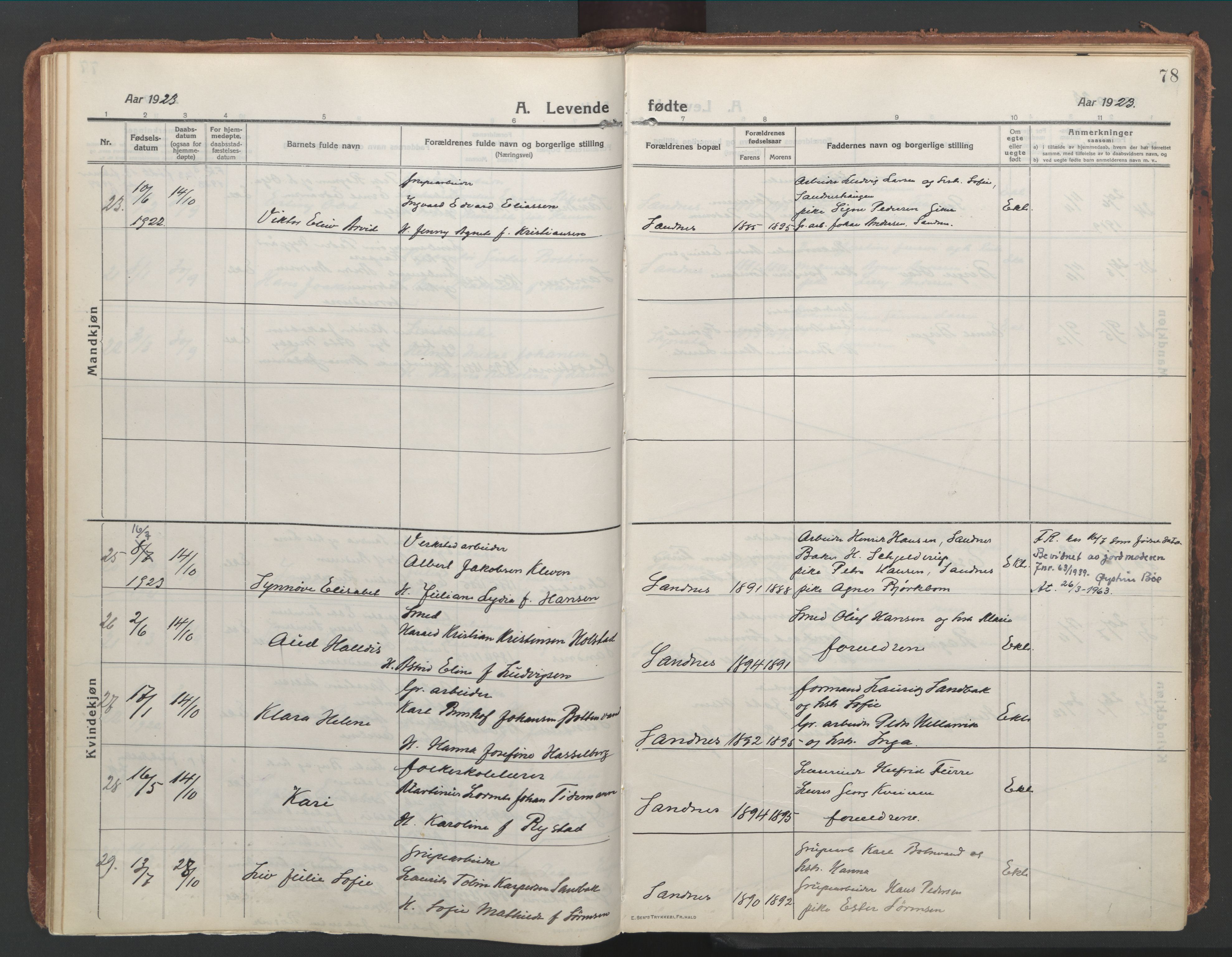 Ministerialprotokoller, klokkerbøker og fødselsregistre - Nordland, AV/SAT-A-1459/850/L0715: Curate's parish register no. 850B05, 1913-1924, p. 78