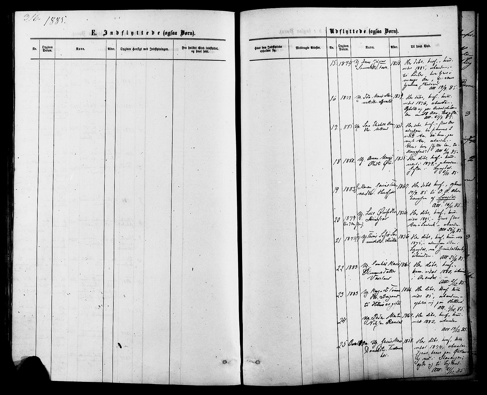 Kvinesdal sokneprestkontor, AV/SAK-1111-0026/F/Fa/Fab/L0007: Parish register (official) no. A 7, 1870-1885, p. 316