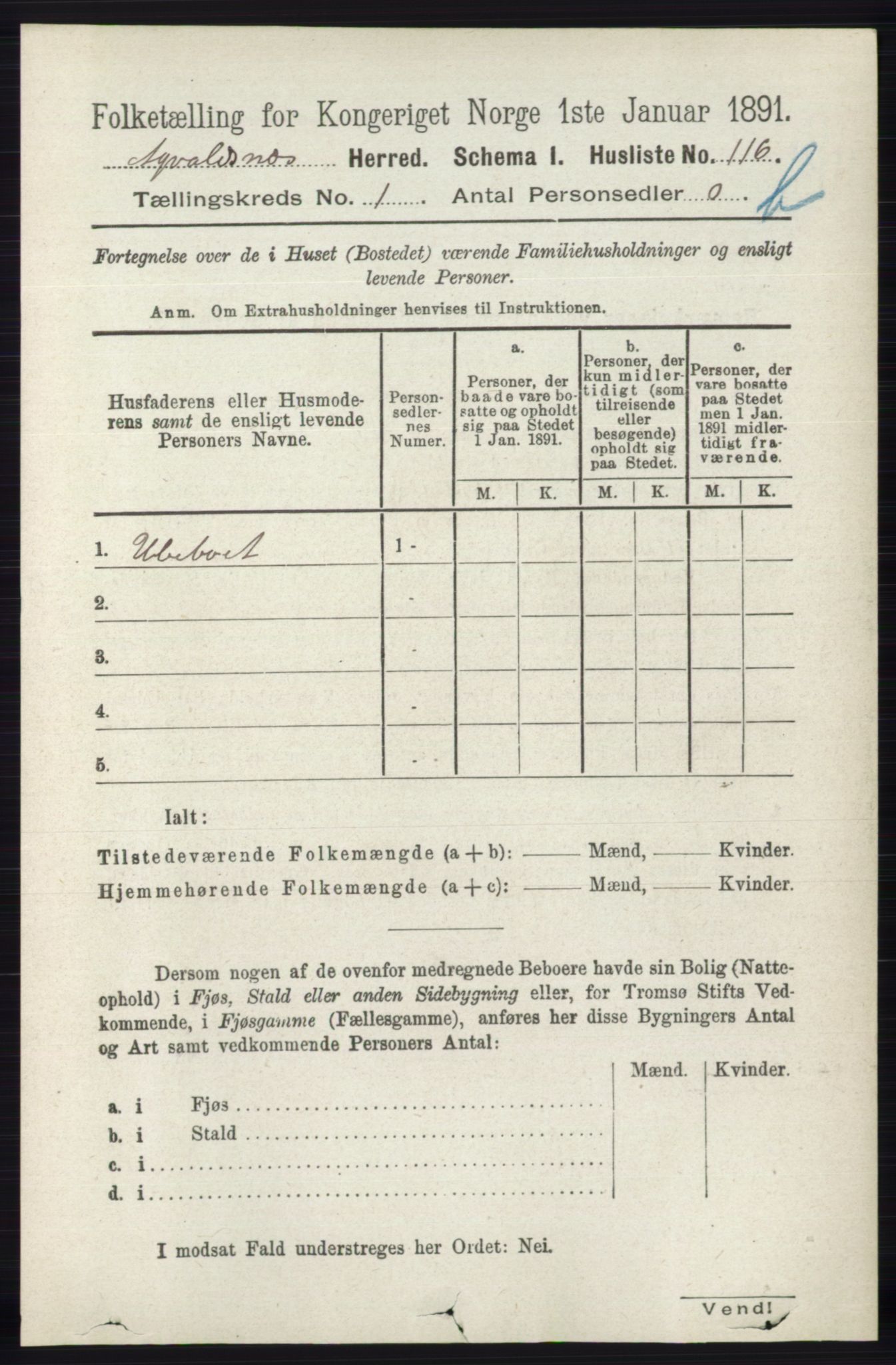 RA, 1891 census for 1147 Avaldsnes, 1891, p. 1244